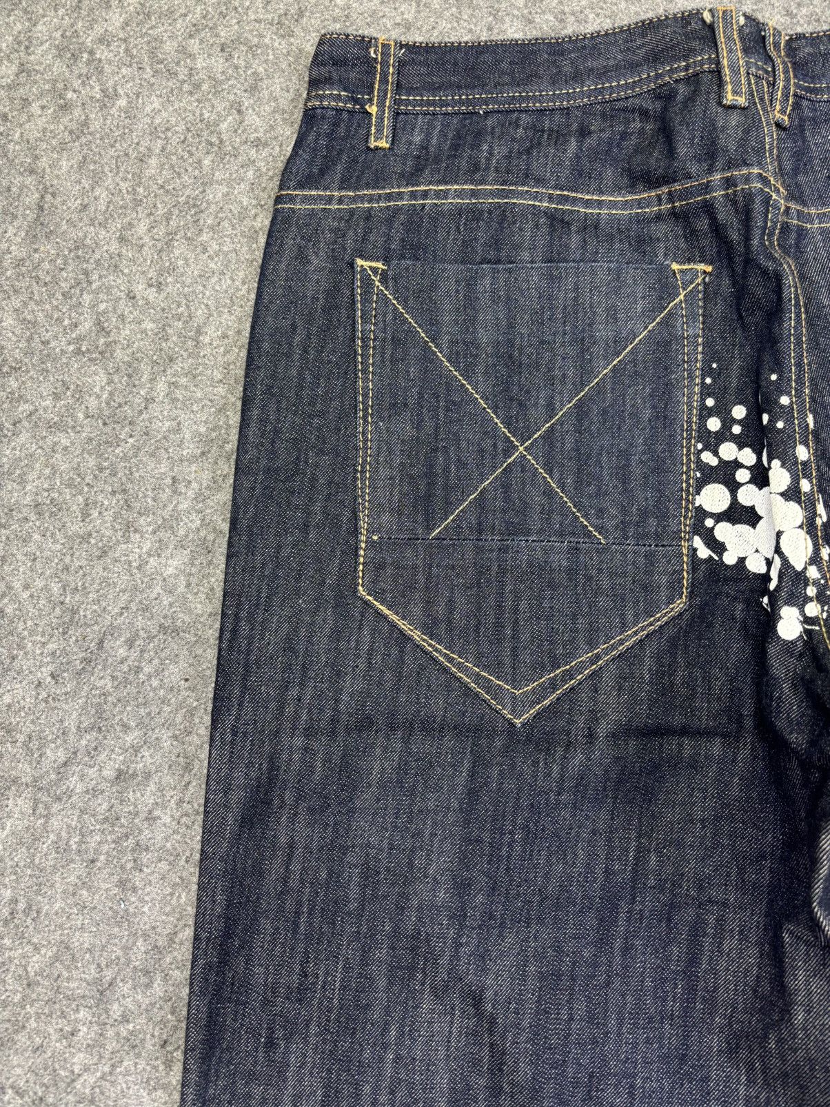 Pelle Pelle 💥Super BAGGY💥pellepelle Marc Buchanan Paint Spash Denim F876 Size US 36 / EU 52 - 12 Thumbnail