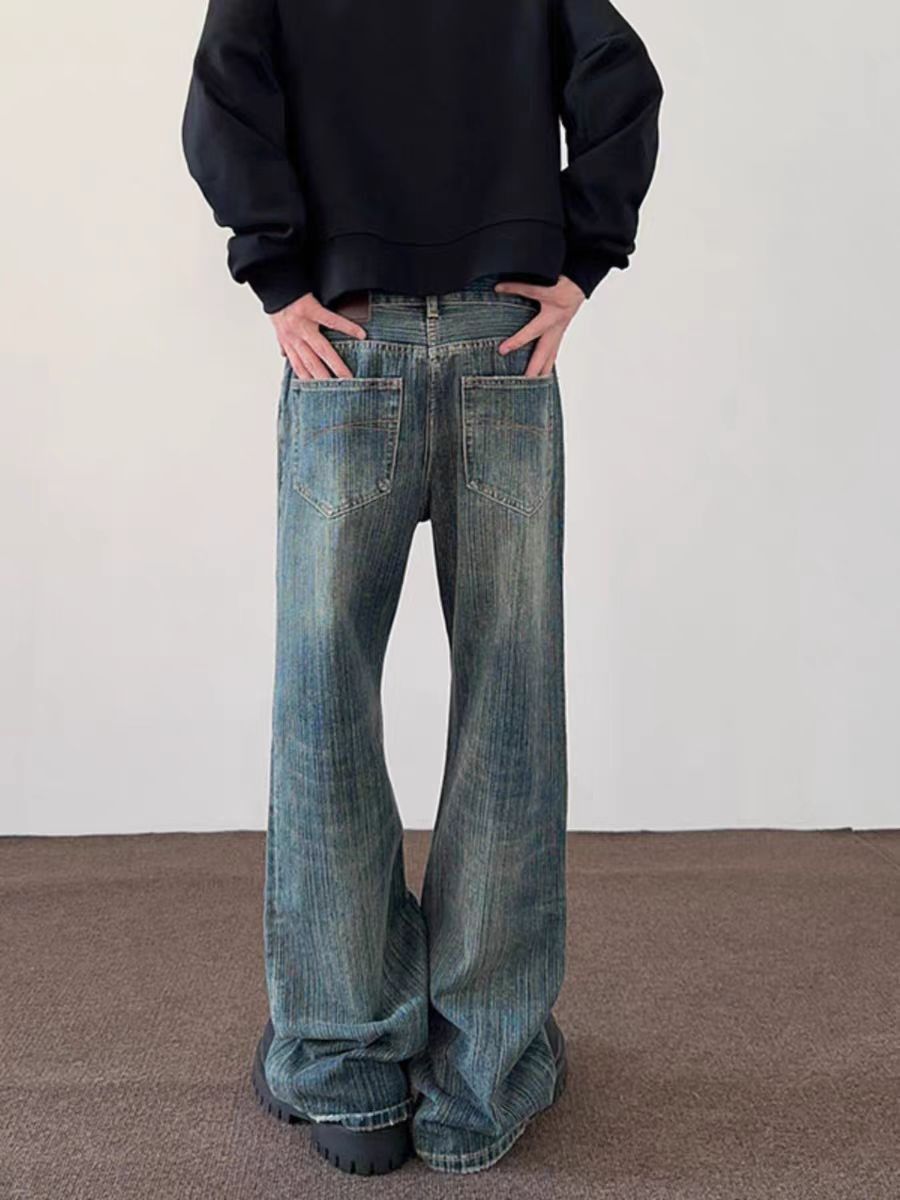 Japanese Brand High Street Washed Bamboo Texture Distressed Bootcut Jeans Size US 30 / EU 46 - 2 Thumbnail