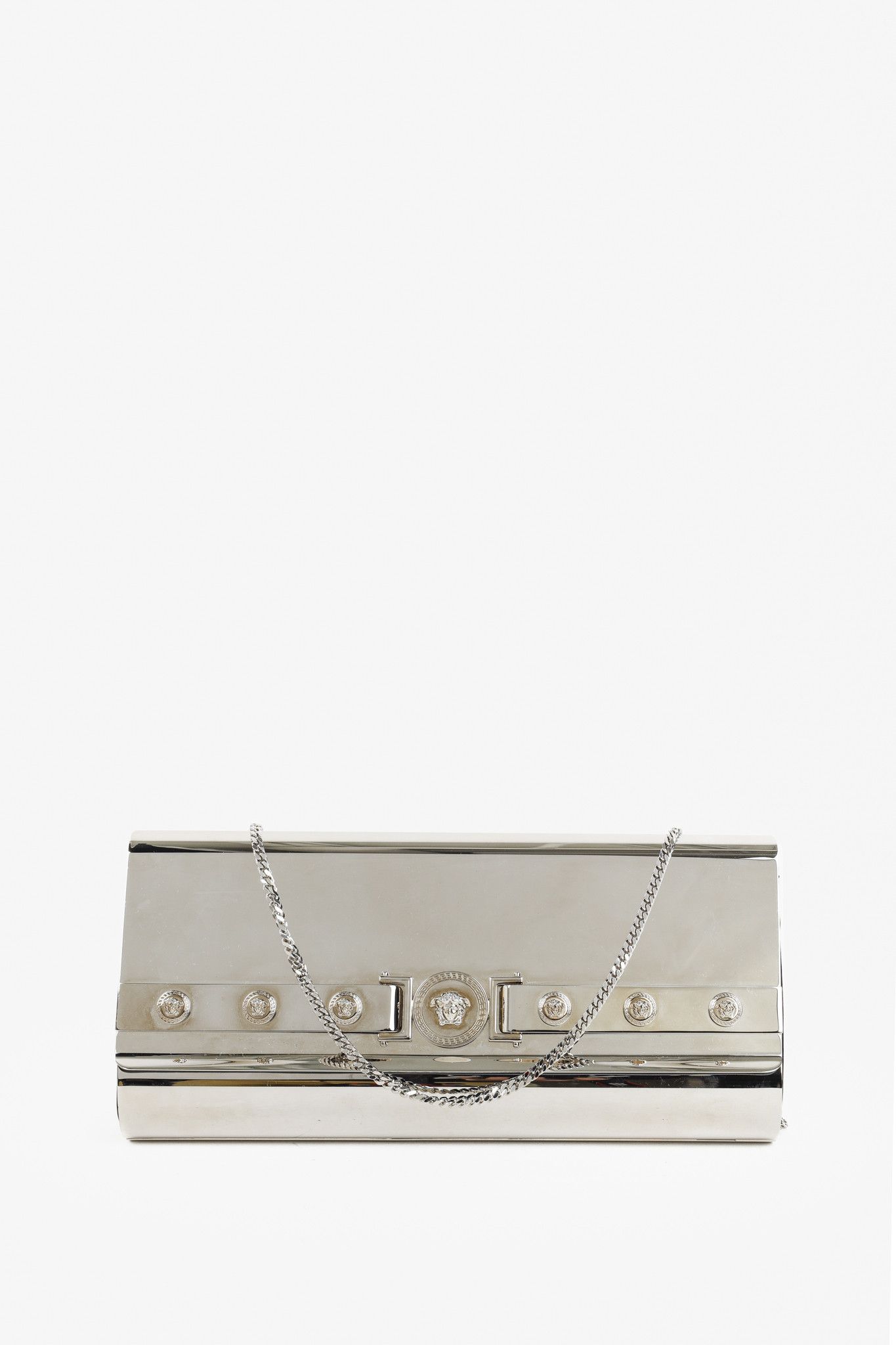 Versace Versace Runway Medusa Silver Metal Clutch Size ONE SIZE - 1 Thumbnail