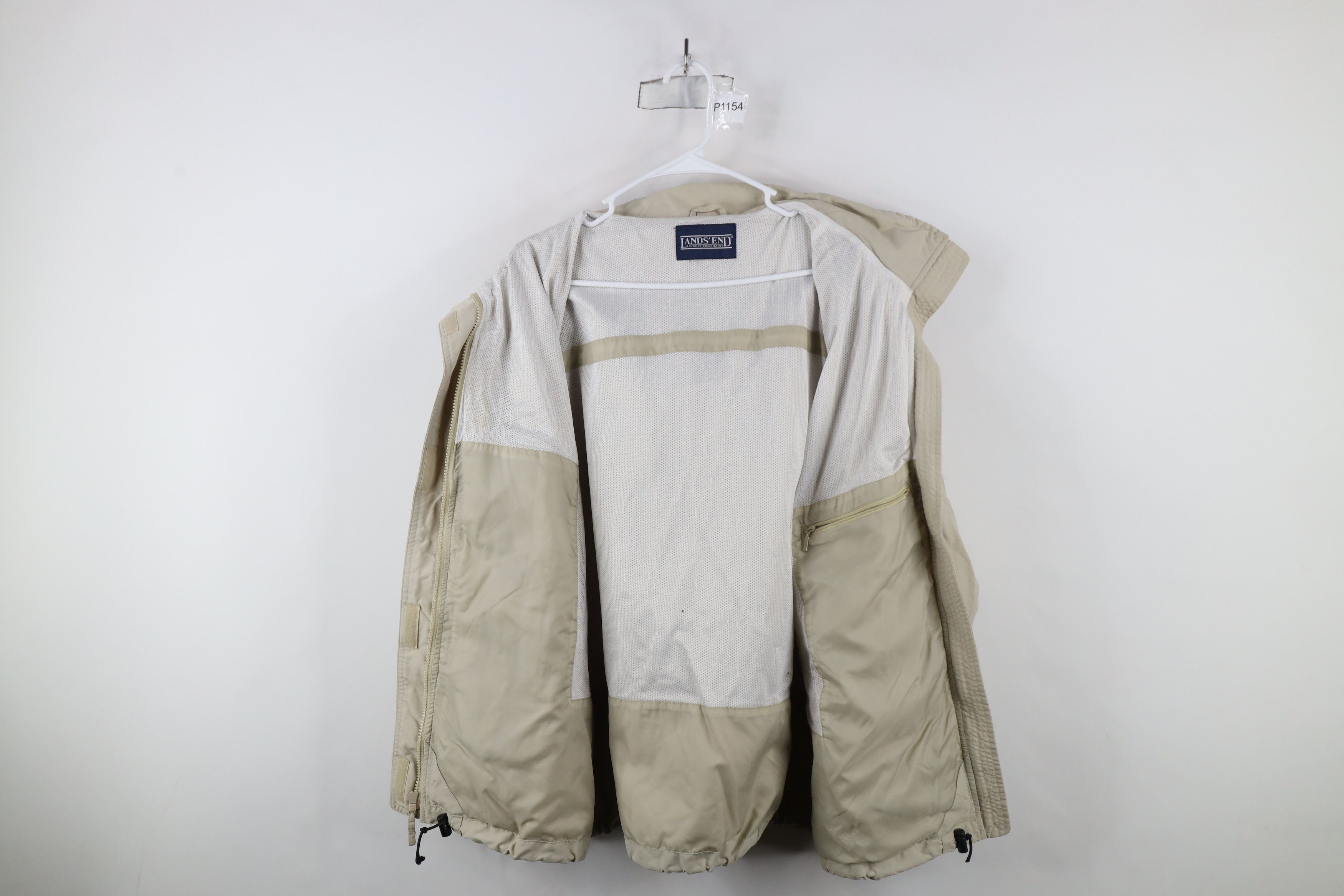Lands' End × Vintage Vintage 90s Lands End Hooded Windbreaker Jacket Beige Size US XL / EU 56 / 4 - 12 Thumbnail