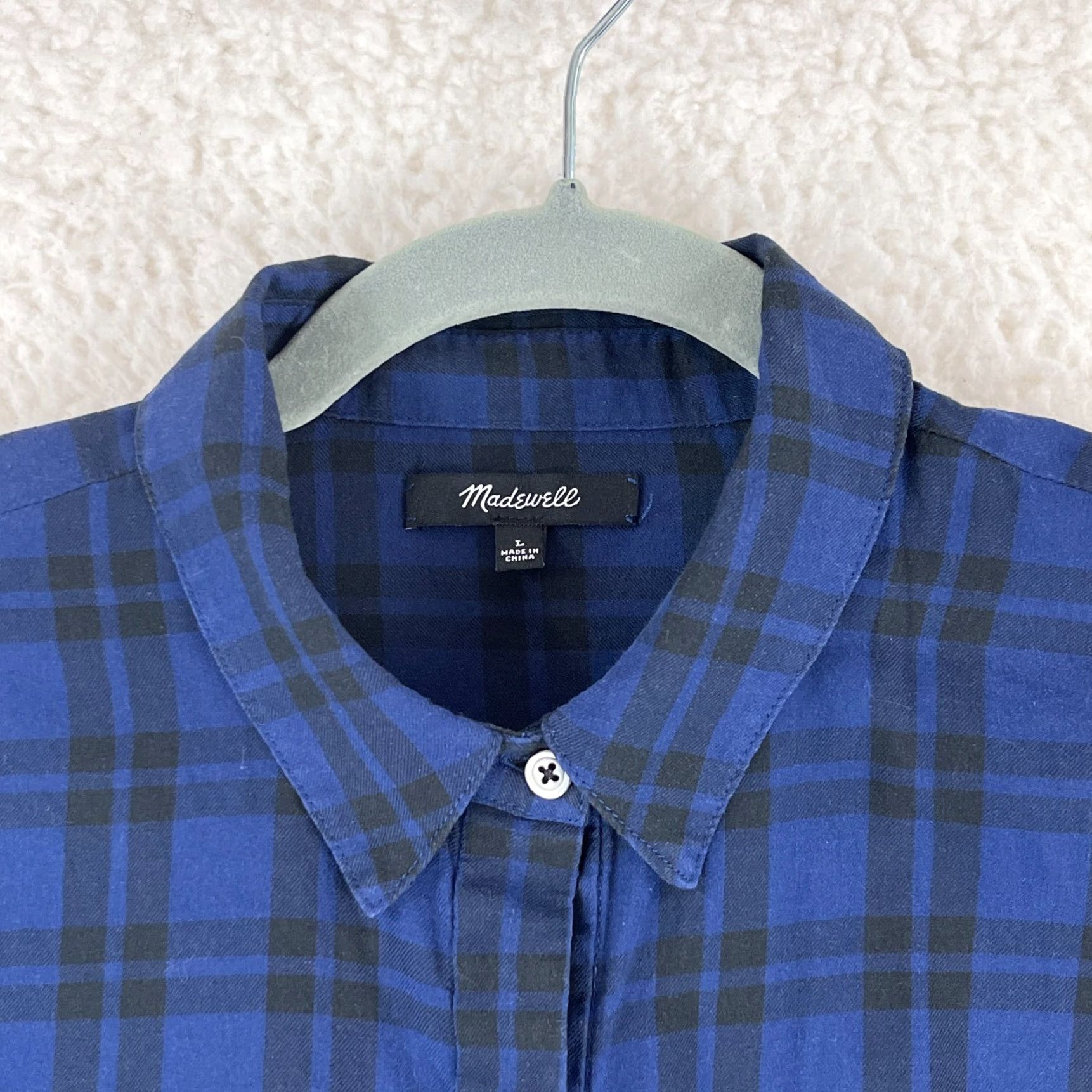 Madewell Madewell Blue Arion Plaid Wrap-Front Shirt Womens Large Long Sleeve Button-Up Size L / US 10 / IT 46 - 6 Thumbnail