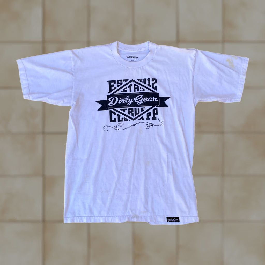 Vintage Dirty Gear Apparel Men's Stay True White Short Sleeve T Shirt L White/Navy Clean 90s style Mens Tee Size US L / EU 52-54 / 3 - 1 Thumbnail