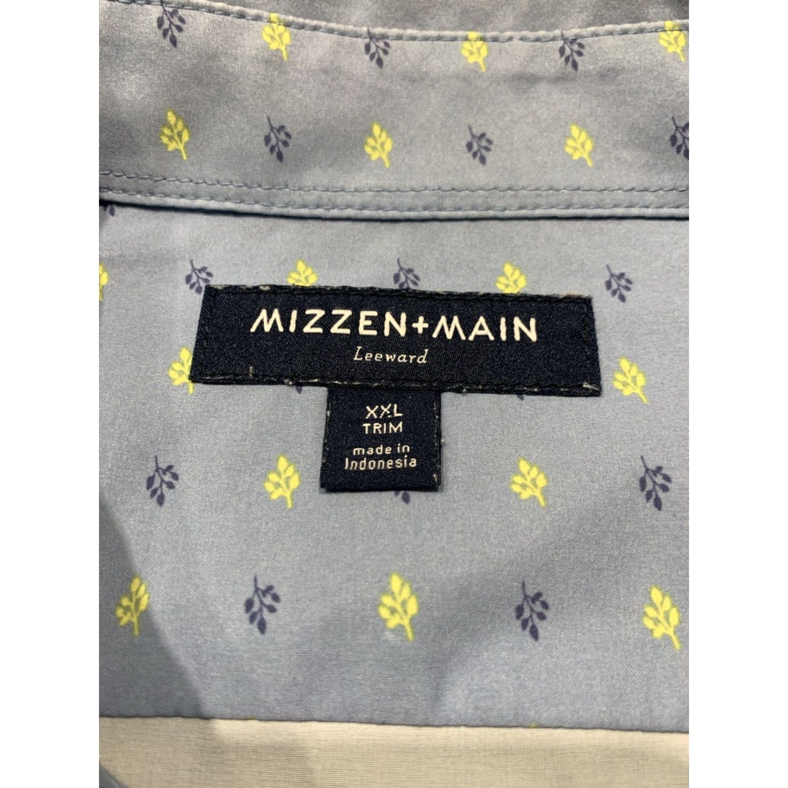 Mizzen+Main Mizzen+Main Men’s Trim Fit Short Sleeve Button-Up Shirt 2XL Blue Tropical Floral Print Size US XXL / EU 58 / 5 - 7 Thumbnail