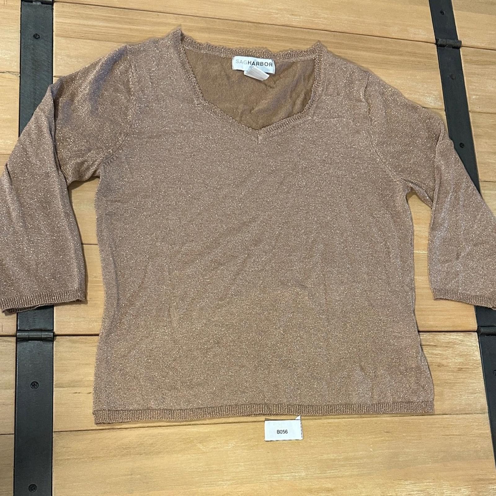 Other Sag Harbor Shimmering Tan Knit Sweater Petite Medium copper Size M / US 6-8 / IT 42-44 - 2 Thumbnail