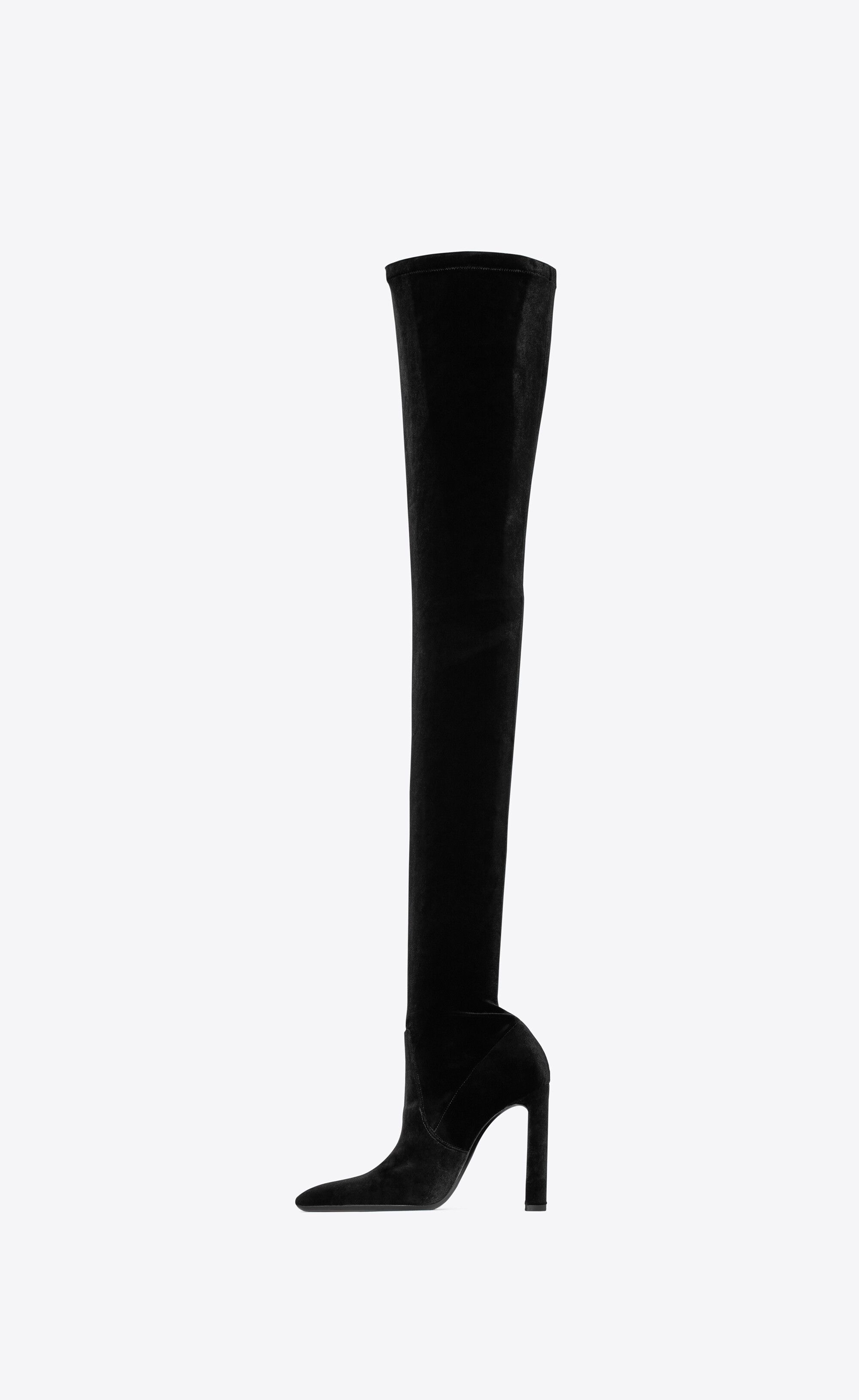 Saint Laurent Paris oc11z1125 Auteuil Over The Knee Boots in Stretch Velvet Size US 8.5 / IT 38.5 - 4 Thumbnail