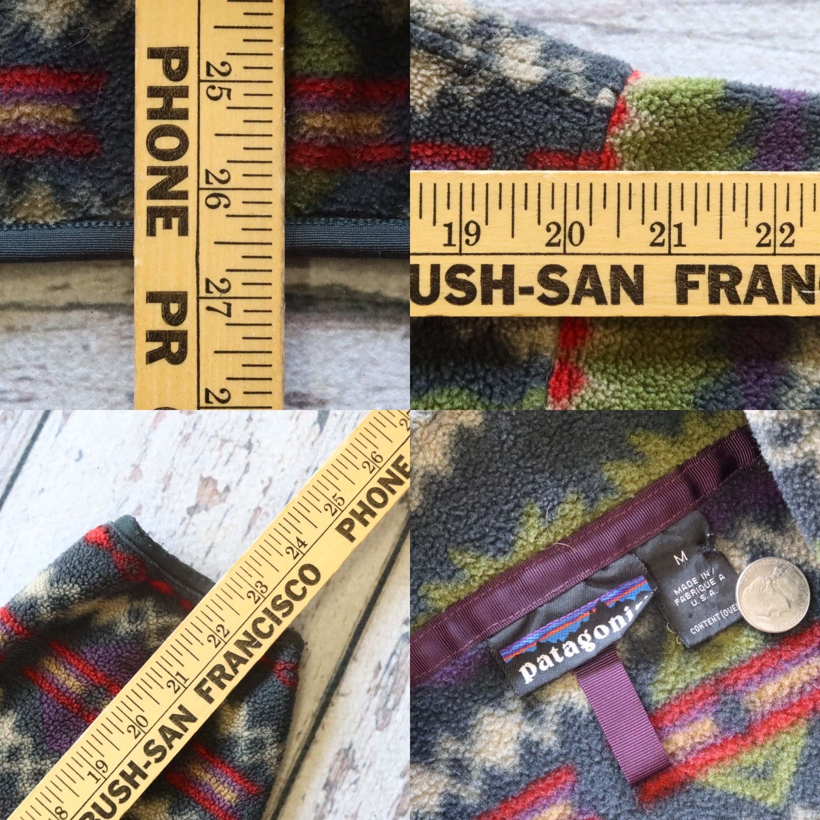Patagonia VINTAGE Patagonia Aztec Print Snap-T Fleece Pullover Jacket Men M Green USA 90s Size US M / EU 48-50 / 2 - 8 Thumbnail