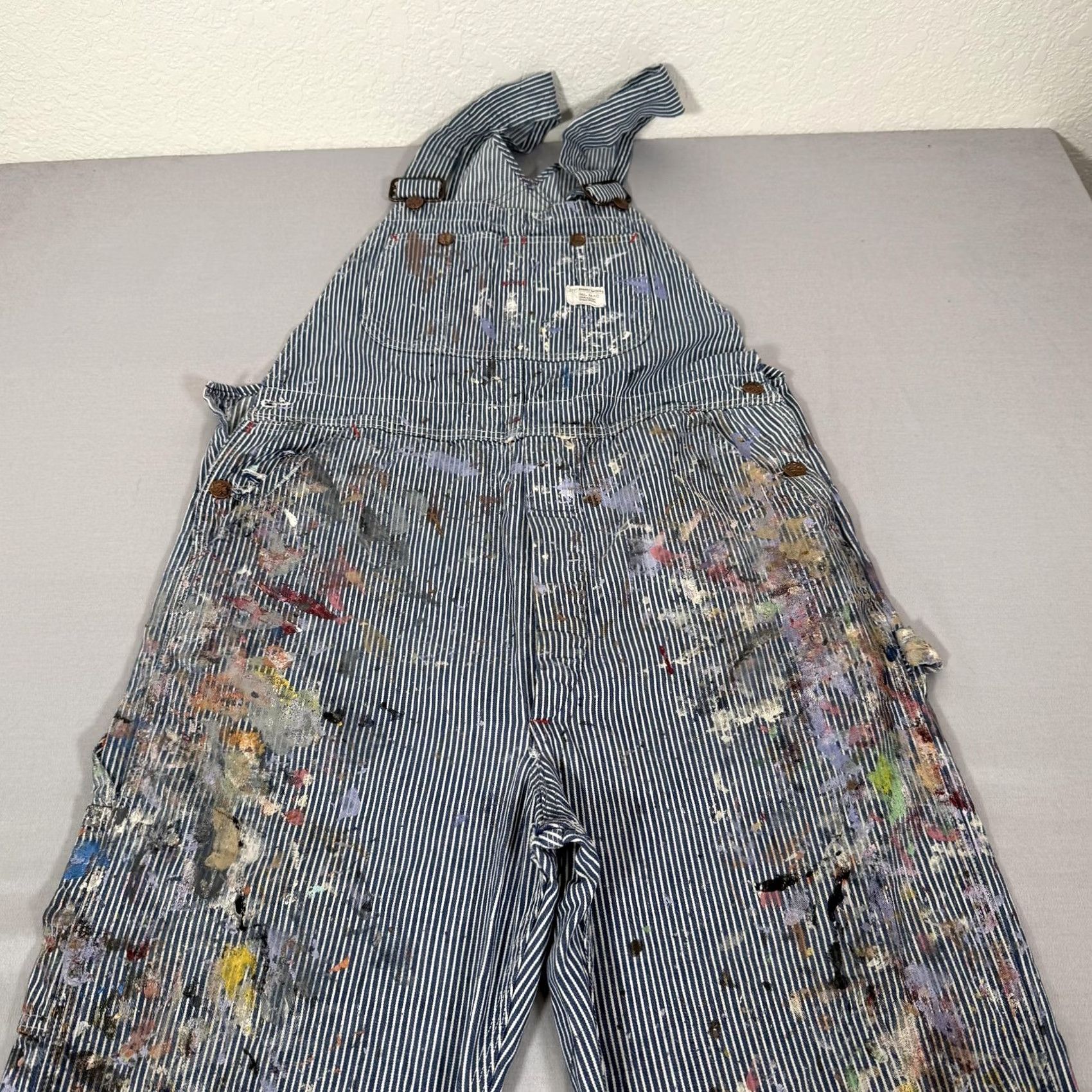 Vintage VINTAGE Big Mac Overalls Mens 34 Blue 34x32 Hickory Stripe Paint Painters 70s USA Size US 34 / EU 50 - 2 Thumbnail