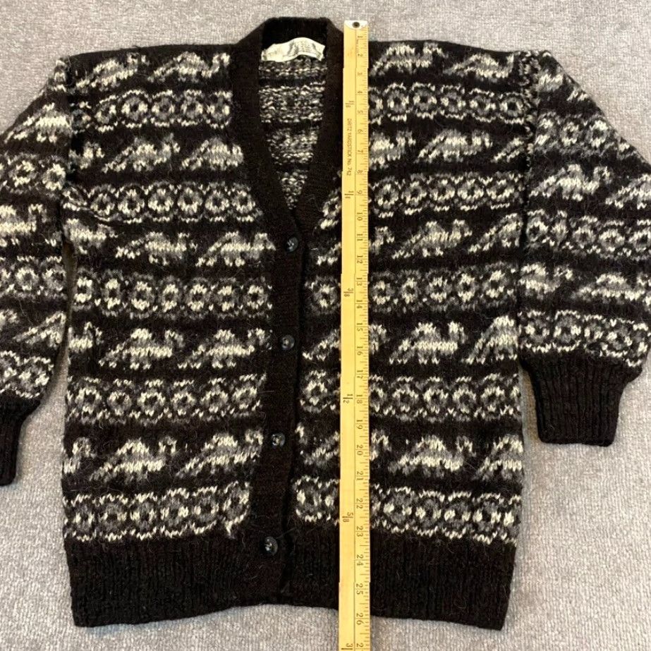 Vintage VINTAGE Hand Made Sweater Womens Medium Alpaca Wool Black Knit Cardigan Kantuta Exports Size M / US 6-8 / IT 42-44 - 3 Thumbnail