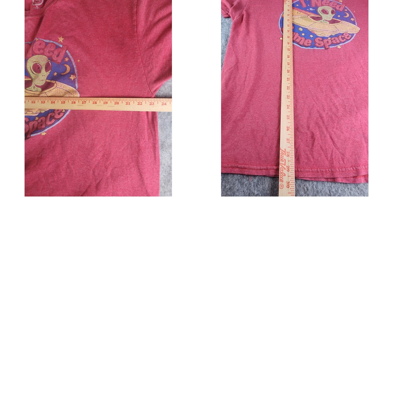 SOMET VINTAGE UFO Alien "I Need Some Space" Funny T-Shirt XL Red Distressed Size US XL / EU 56 / 4 - 8 Thumbnail