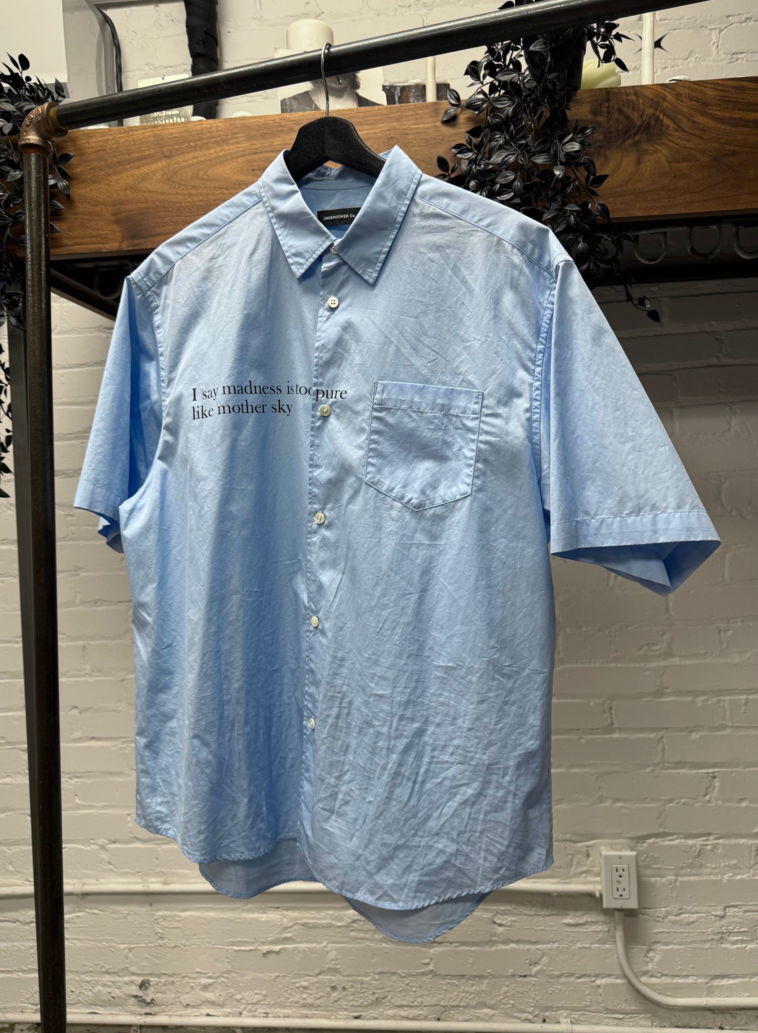 Undercover SS2023 Undercover ‘Mother Sky’ Slogan Blue Button Down Shirt Size US M / EU 48-50 / 2 - 1 Thumbnail