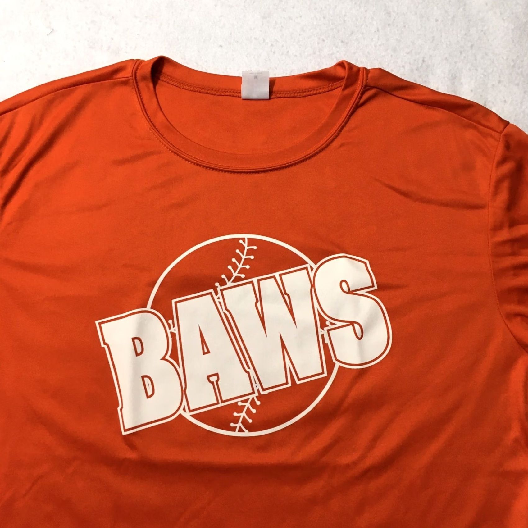 Vintage Sport-Tek T-Shirt Men’s Medium Dry Active Fit Orange Crew Neck BAWS Baseball #2 Size US M / EU 48-50 / 2 - 3 Thumbnail