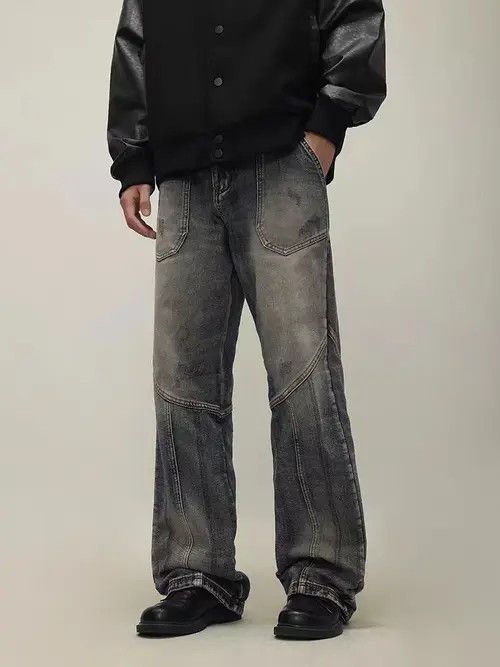 VIBE Vintage washed distressed patchwork wide-leg jeans Size US 32 / EU 48 - 3 Thumbnail