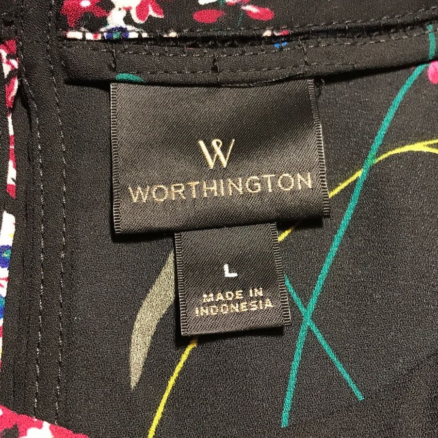 Worthington Worthington Floral Round Neckline Flutter Sleeve Blouse L Size L / US 10 / IT 46 - 3 Thumbnail