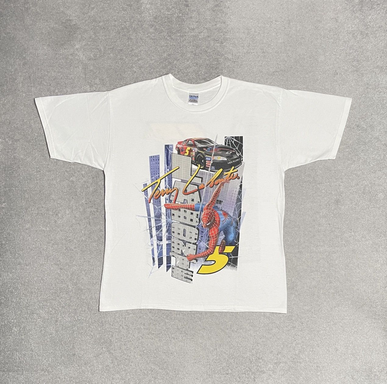NASCAR Vintage White T-Shirt Tee Racing Spider-Man Terry Labonte Size US XL / EU 56 / 4 - 1 Thumbnail
