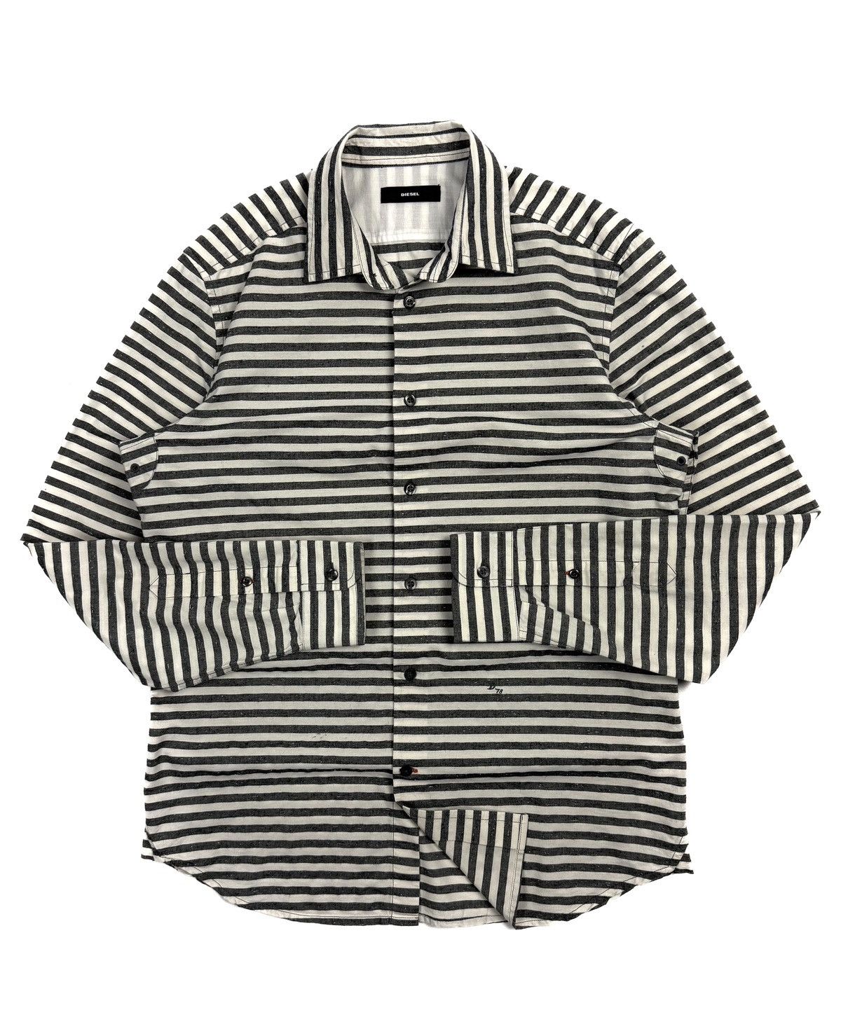 Diesel Diesel Vintage Prison Style Striped Button Shirt Cotton Gray Size US M / EU 48-50 / 2 - 1 Thumbnail