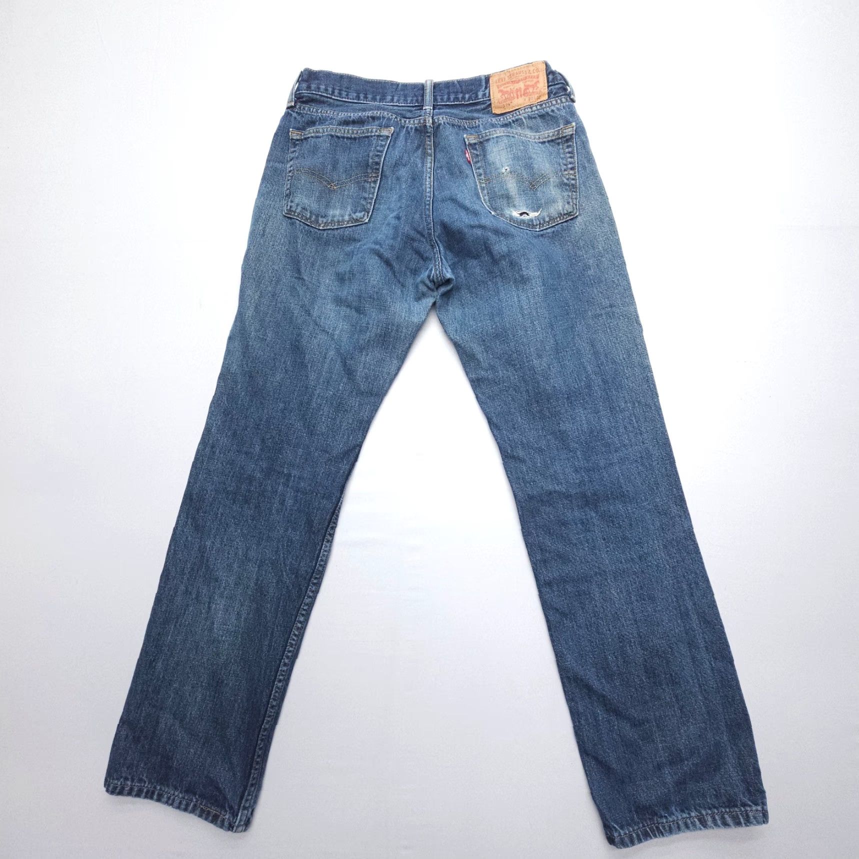 Levi's VINTAGE Levi's 514 Slim Straight Jeans Mens 32 x 32 Dark Blue Distressed 100% Cotton (Regular Size) Mens Size US 32 / EU 48 - 2 Thumbnail