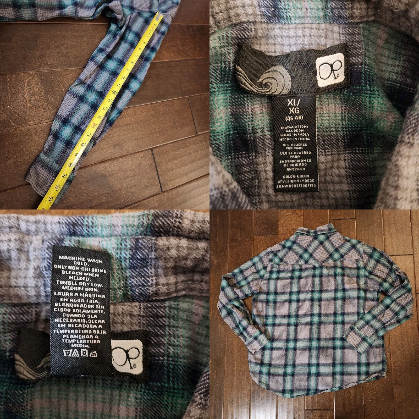 Ocean Pacific VINTAGE OP Flannel Shirt Mens XL Green Plaid 100% Cotton Ocean Pacific SHIRt? Size US XL / EU 56 / 4 - 9 Thumbnail
