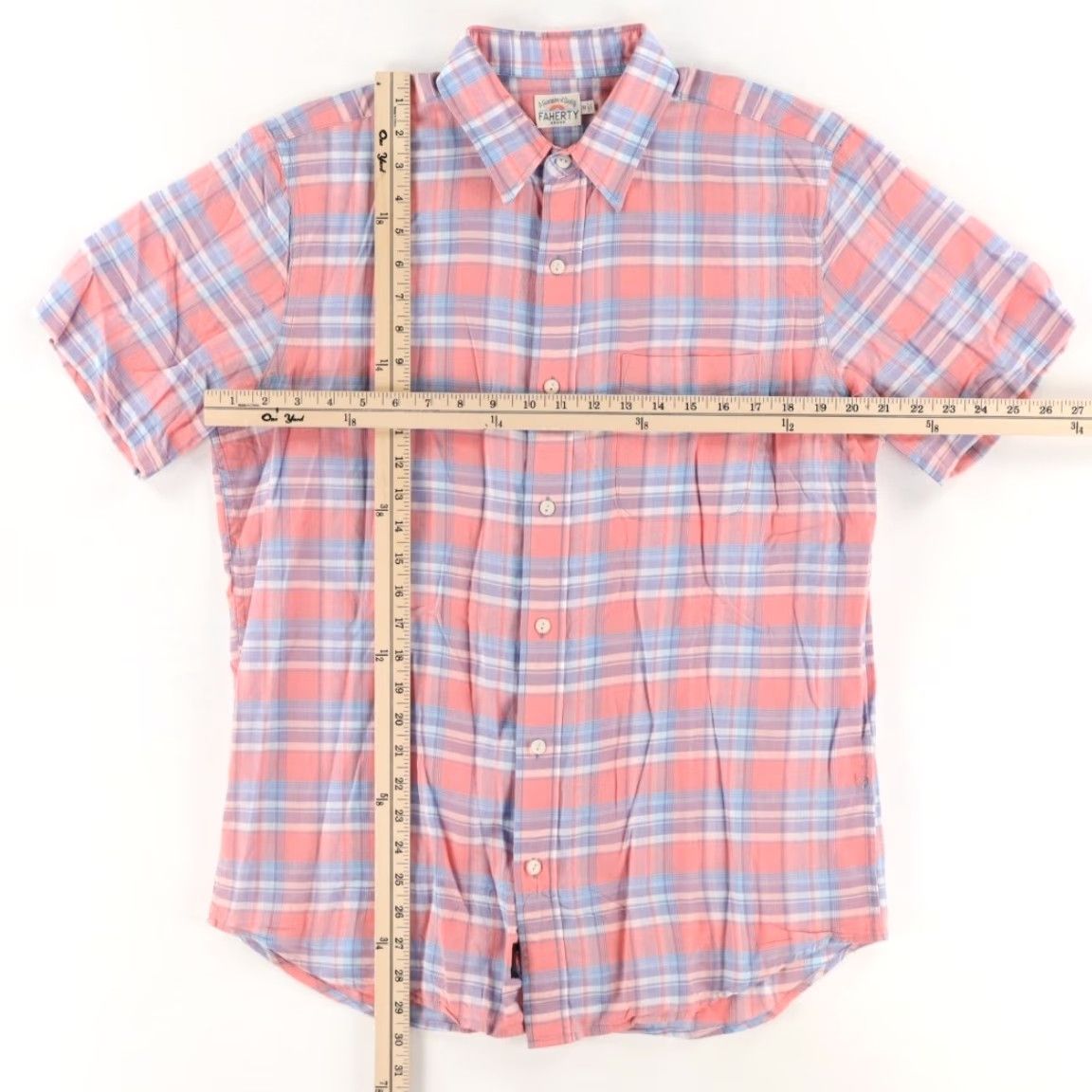 Faherty Faherty Shirt Plaid Button Up Light Linen Cotton Blend Red Men M Size US M / EU 48-50 / 2 - 3 Thumbnail