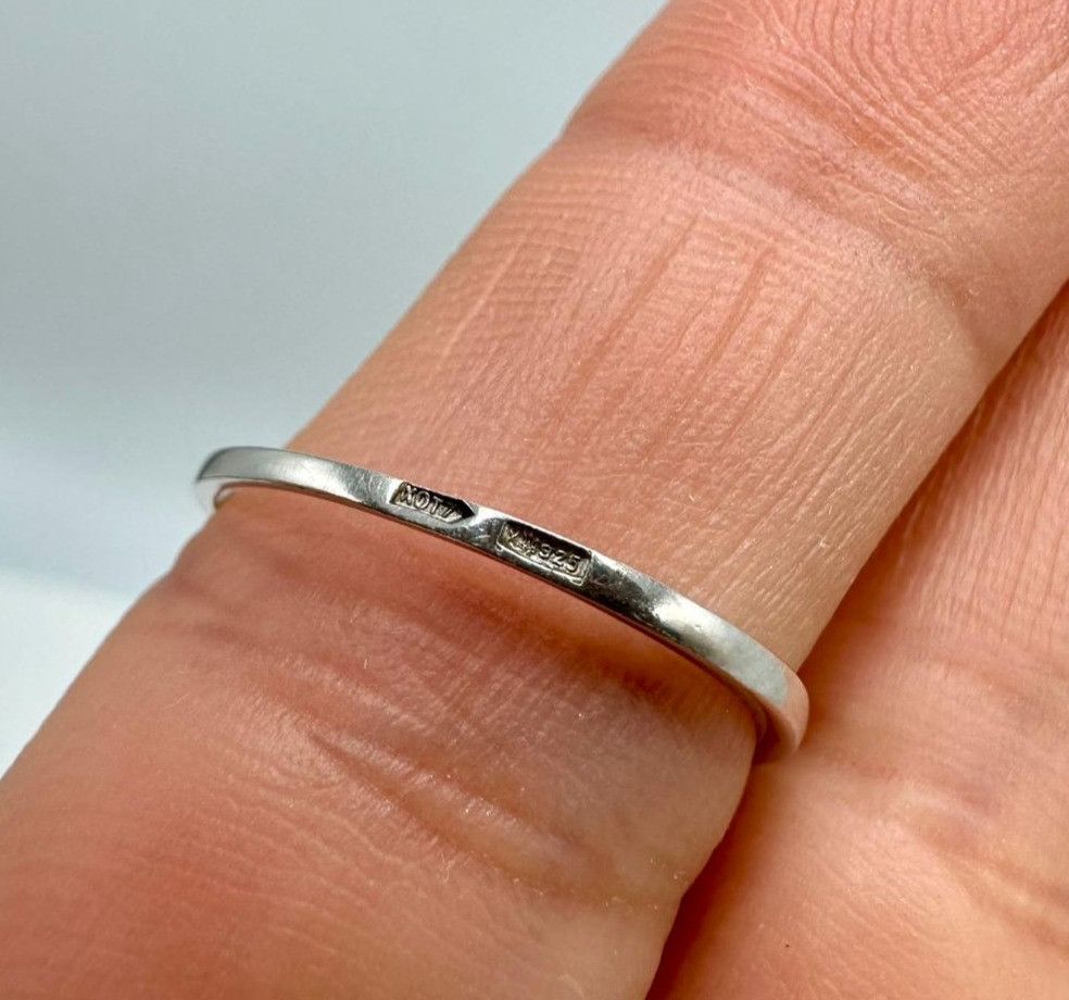 Sterling Silver Vintage 925 Sterling Silver Double Heart Ring Size ONE SIZE - 7 Thumbnail