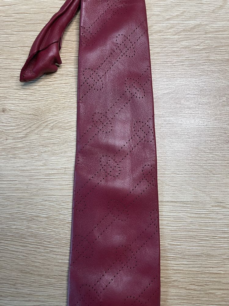 Hermes Hermes Leather Tie Agneau Rouge Bordeaux Size ONE SIZE - 2 Thumbnail