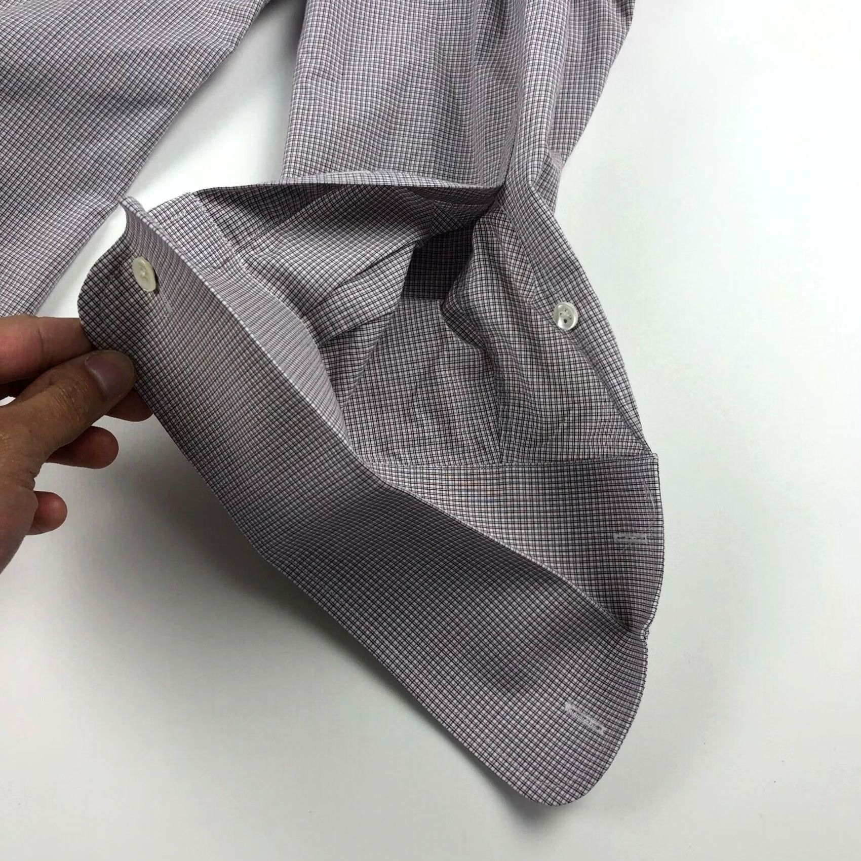 John Varvatos John Varvatos Dress Shirt Gray Long Sleeve Button Front 17.5 Mens Regular Size Check Pattern Shirt Size 48R - 2 Thumbnail
