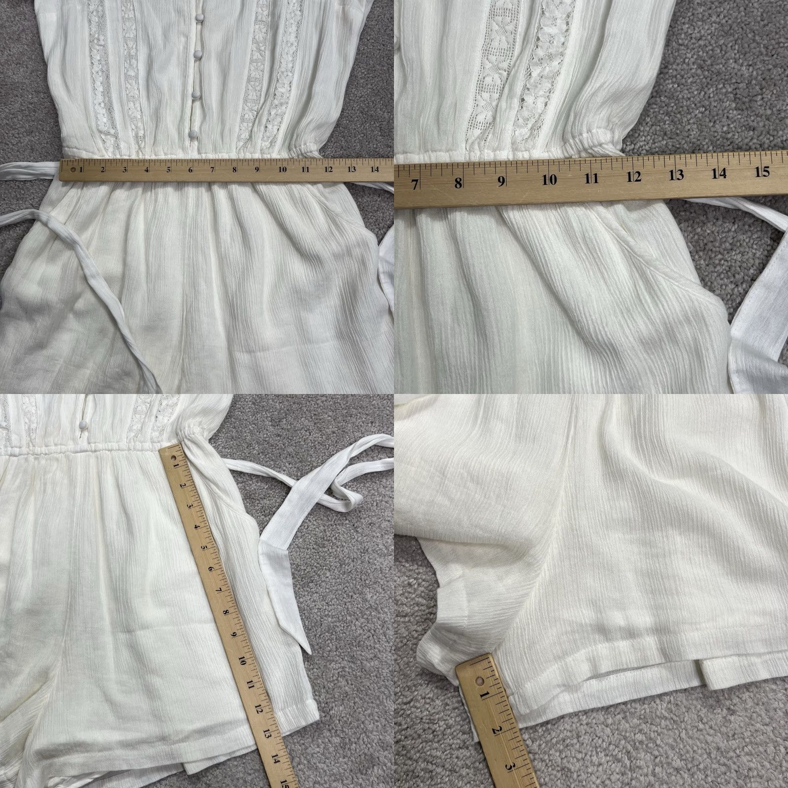 Abercrombie & Fitch Abercrombie & Fitch Romper Women MT Medium Tall White Floral Embroidered Cotton Blend Pockets NWT Flaw Size 32" / US 10 / IT 46 - 9 Thumbnail