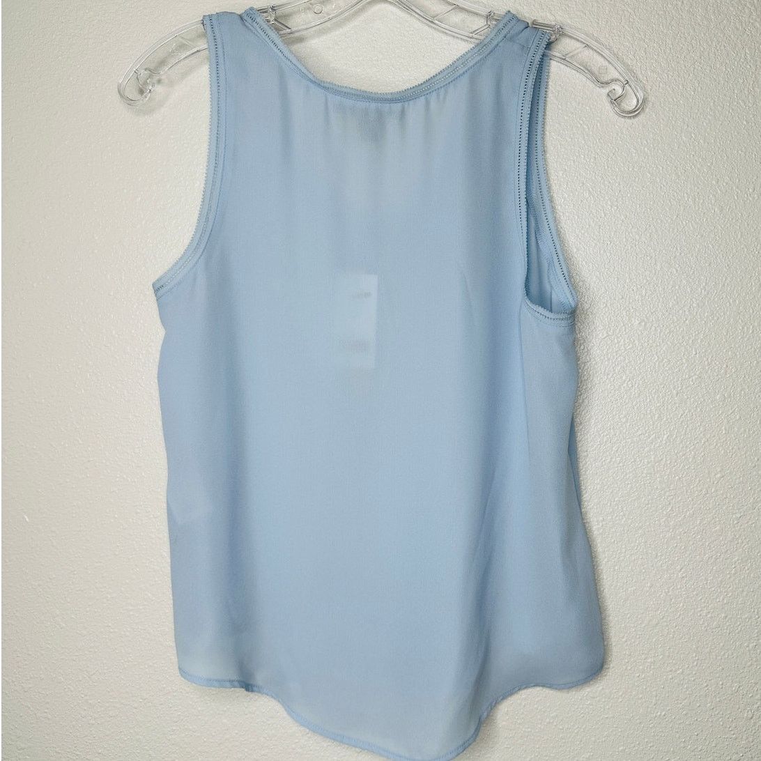 Banana Republic NWT Banana Republic Blue Picot Trim Semi Sheer Tank Top XSP Size XS / US 0-2 / IT 36-38 - 4 Thumbnail