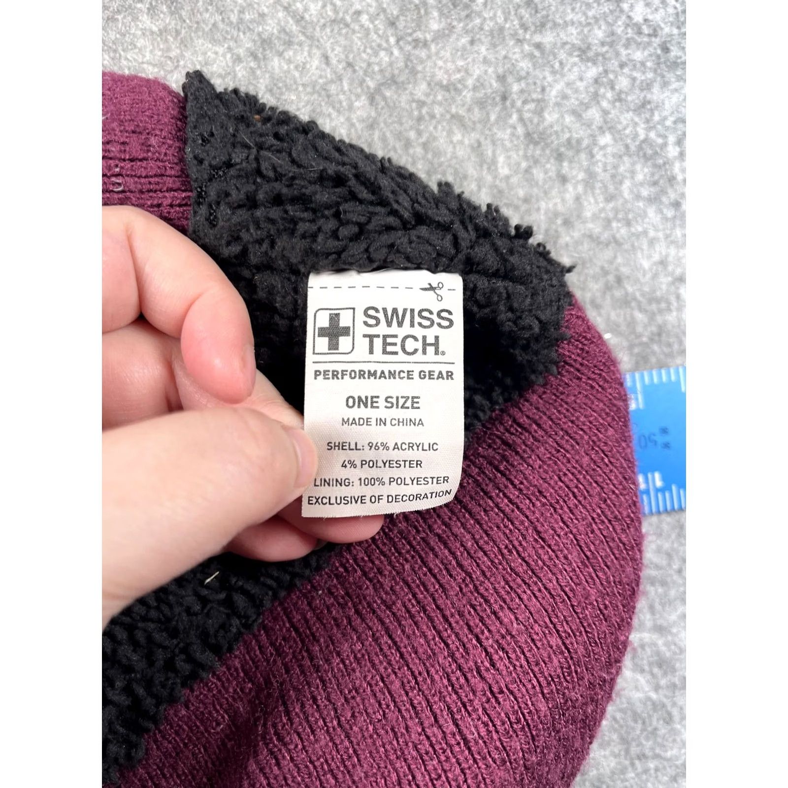 Vintage Swiss Tech Hat Beanie Mens One Size Red Knit Sherpa Lined Thermal Winter Outdoor Size ONE SIZE - 7 Thumbnail