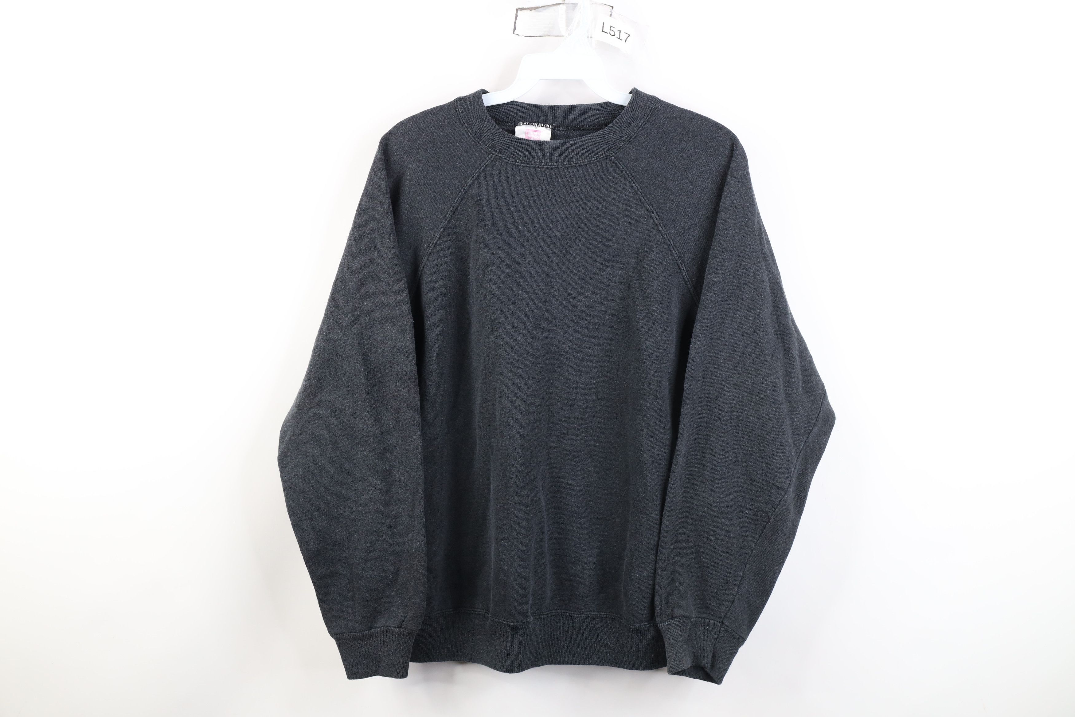 Vintage Vintage 90s Streetwear Faded Blank Crewneck Sweatshirt Black Size L / US 10 / IT 46 - 1 Thumbnail