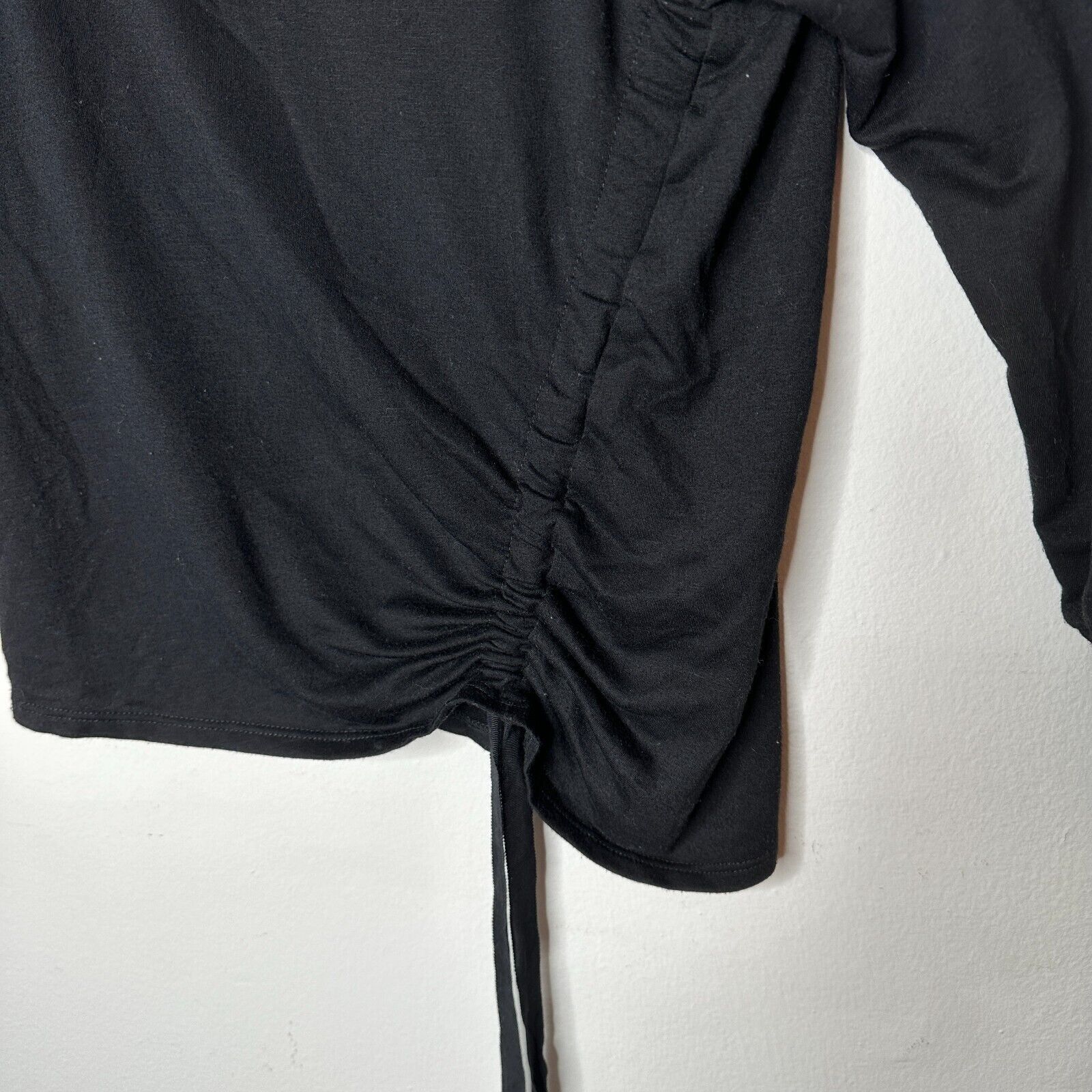 Other Peyton Jensen Black Ruched Side Tie Banded Cuff Blouse XS Size XS / US 0-2 / IT 36-38 - 2 Thumbnail