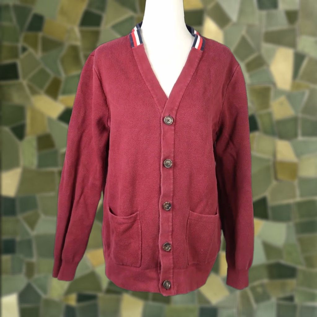 Tommy Hilfiger VINTAGE Tommy Hilfiger Cardigan Sweater Women M Burgundy Red Cotton Long Sleeve Size M / US 6-8 / IT 42-44 - 1 Thumbnail