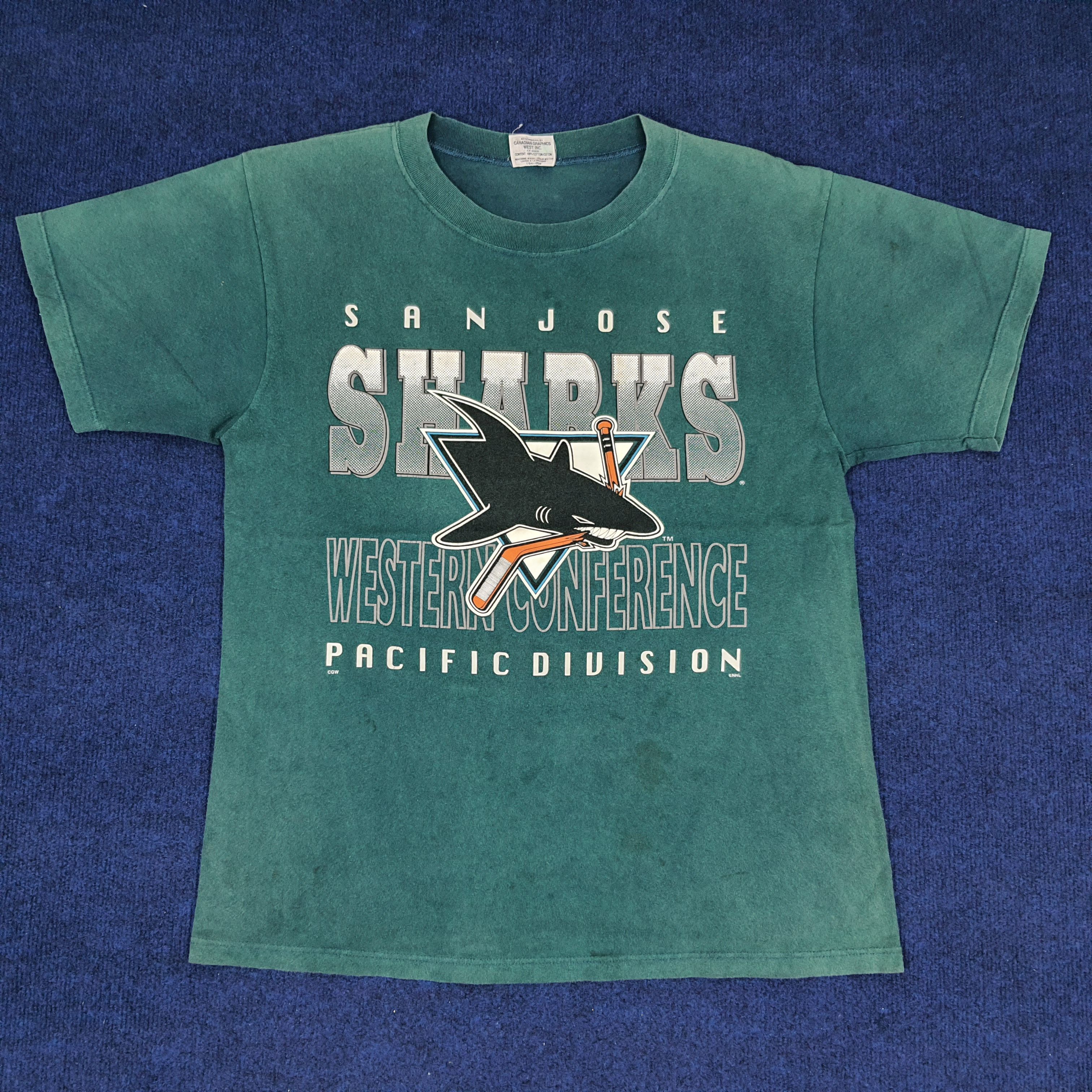 NHL × Vintage Vintage San Jose Sharks Ice Hockey Team T-shirt Size US M / EU 48-50 / 2 - 1 Thumbnail