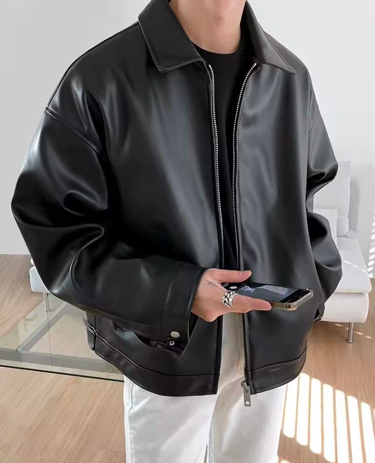 Japanese Brand Artificial leather Hip Hop Gothic Rock Bomber Jacket Coat Size US XXL / EU 58 / 5 - 14 Thumbnail