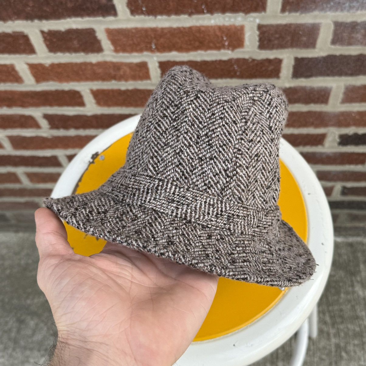 Vintage Vintage Herringbone Tweed Bucket Hat – Classic Wool Size ONE SIZE - 4 Thumbnail
