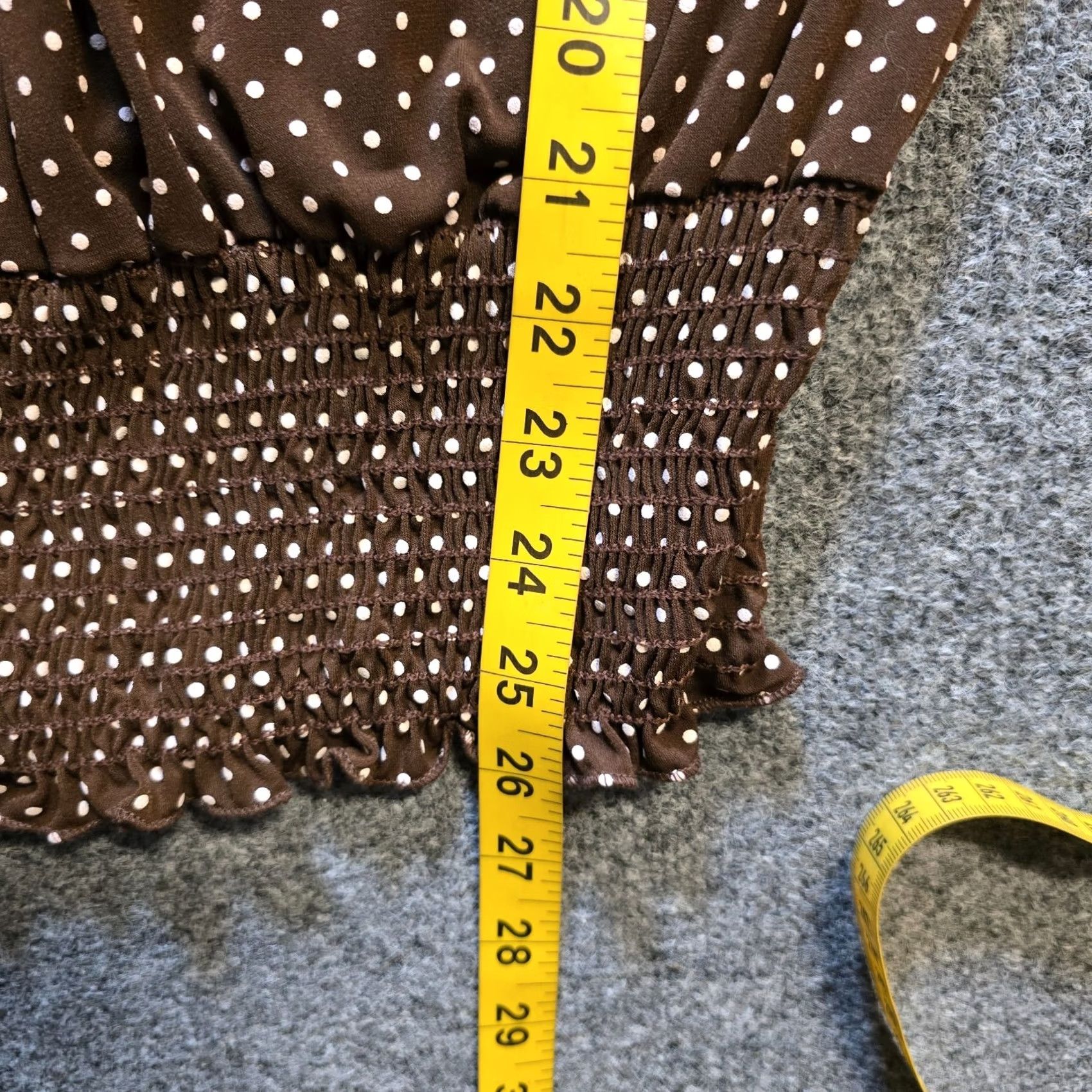 Vintage Acorn Top Womens L Brown White Polka Dot Long Sleeve Blouse Casual Capsule Regular Fit Cotton Square Neck Pullover Shirt Size L / US 10 / IT 46 - 5 Thumbnail