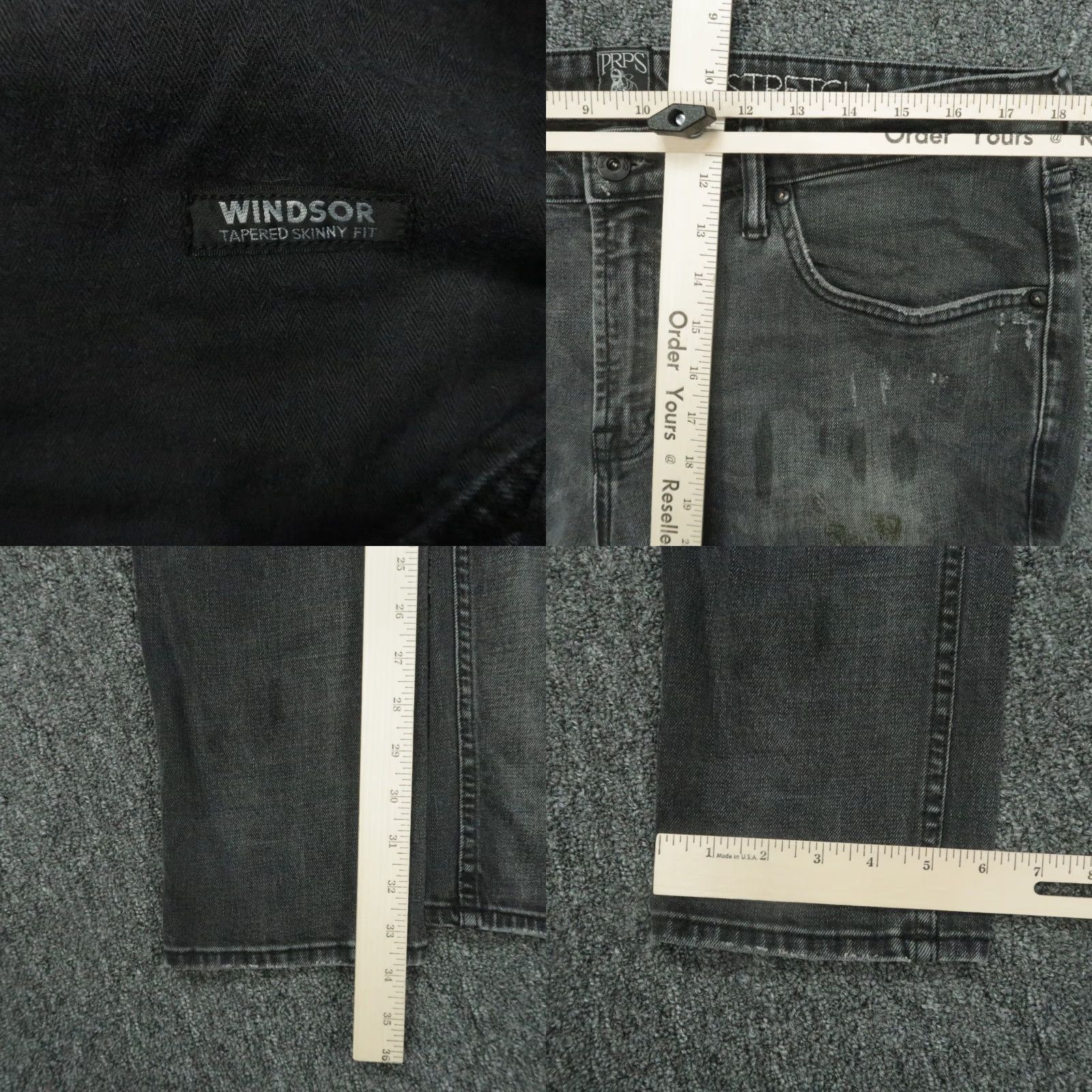 Prps PRPS Jeans Mens 36x34 Black Windsor Slim Skinny Distressed Cargo Denim 5-Pocket Button Fly Belt Loops Cotton Jeans Mens Size US 36 / EU 52 - 8 Thumbnail