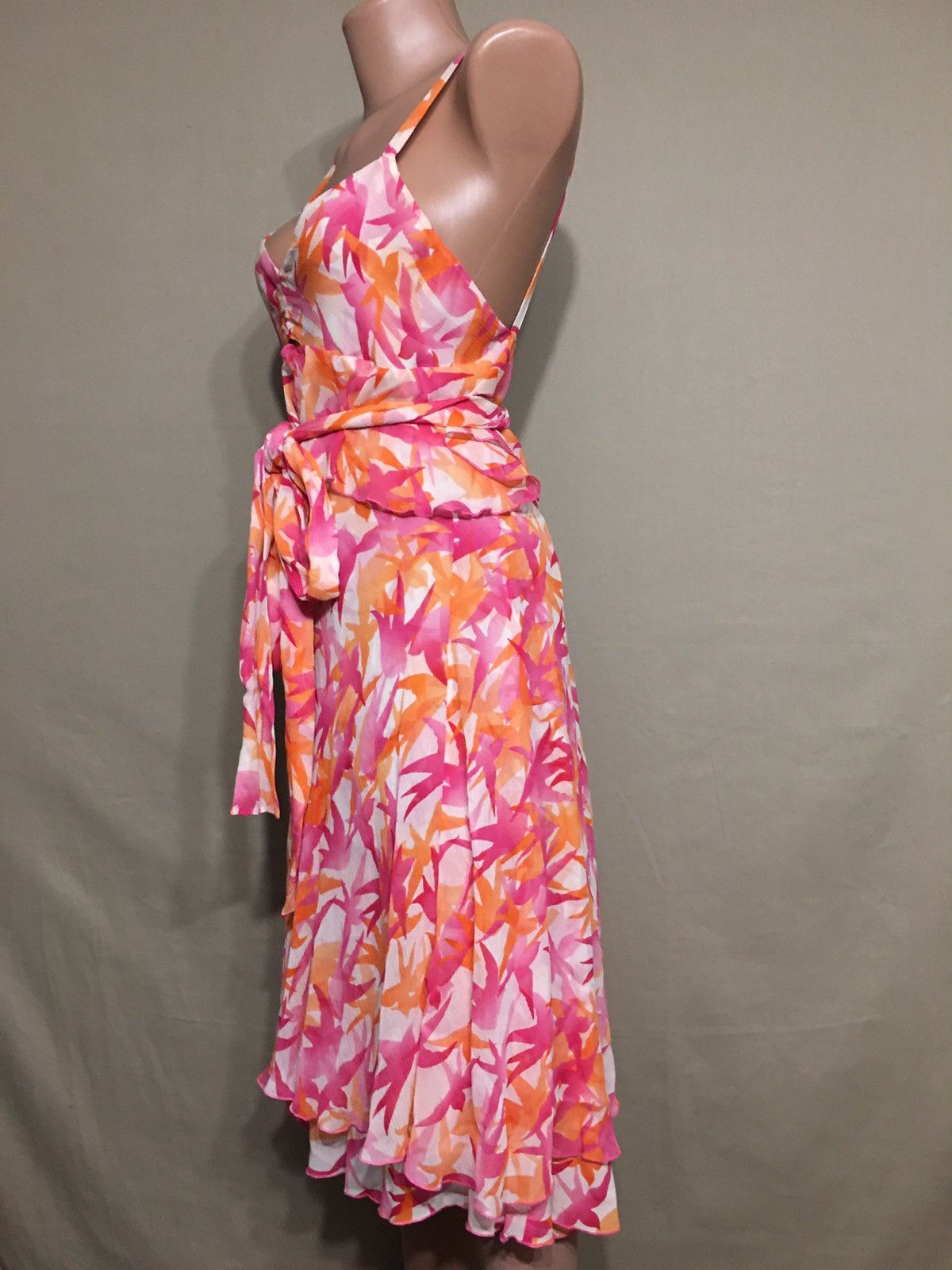 Diane von Furstenberg Diane Von Furstenberg Silk Pink & Orange Pretty Dress Size M / US 6-8 / IT 42-44 - 3 Thumbnail