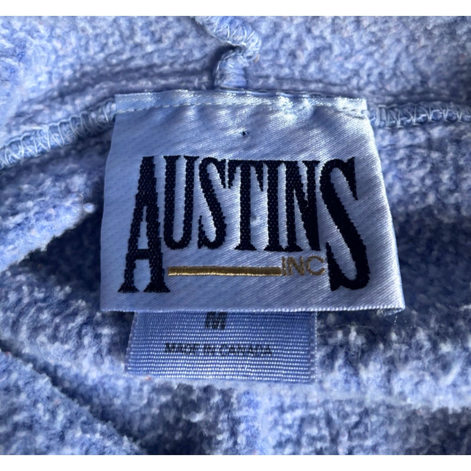 Vintage Austins Hoodie Mens Medium Blue Pigment Dyed Pullover Sweatshirt Canada Made Cotton Heavyweight 90s Retro Cotton Long Sleeve Crew Neck Regular Size US M / EU 48-50 / 2 - 3 Thumbnail