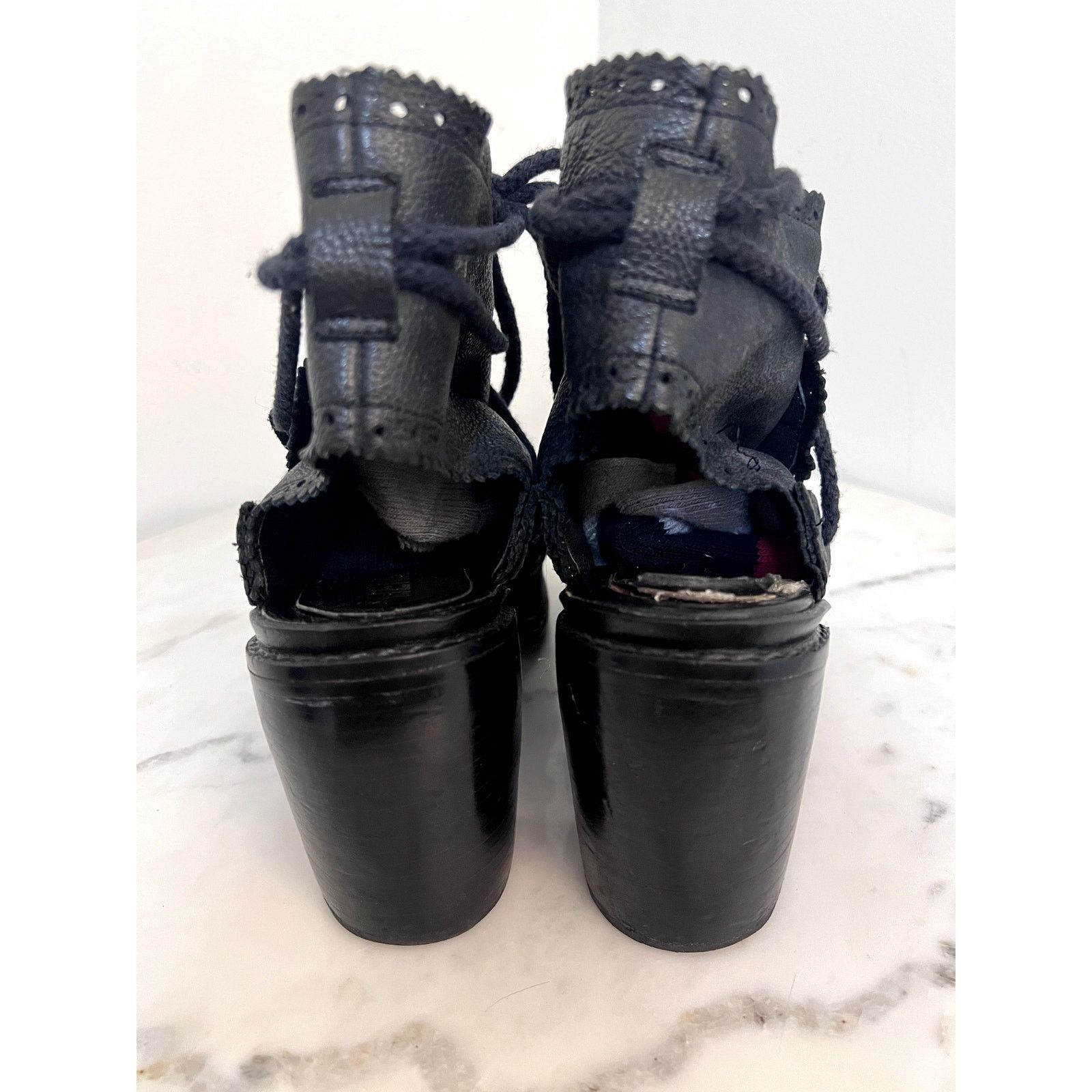 Henrik Vibskov ARCHIVE 2014 Henrik Vibskov Blk Leather Lace-Up Heels Sz 9 Size US 9 / IT 39 - 3 Thumbnail