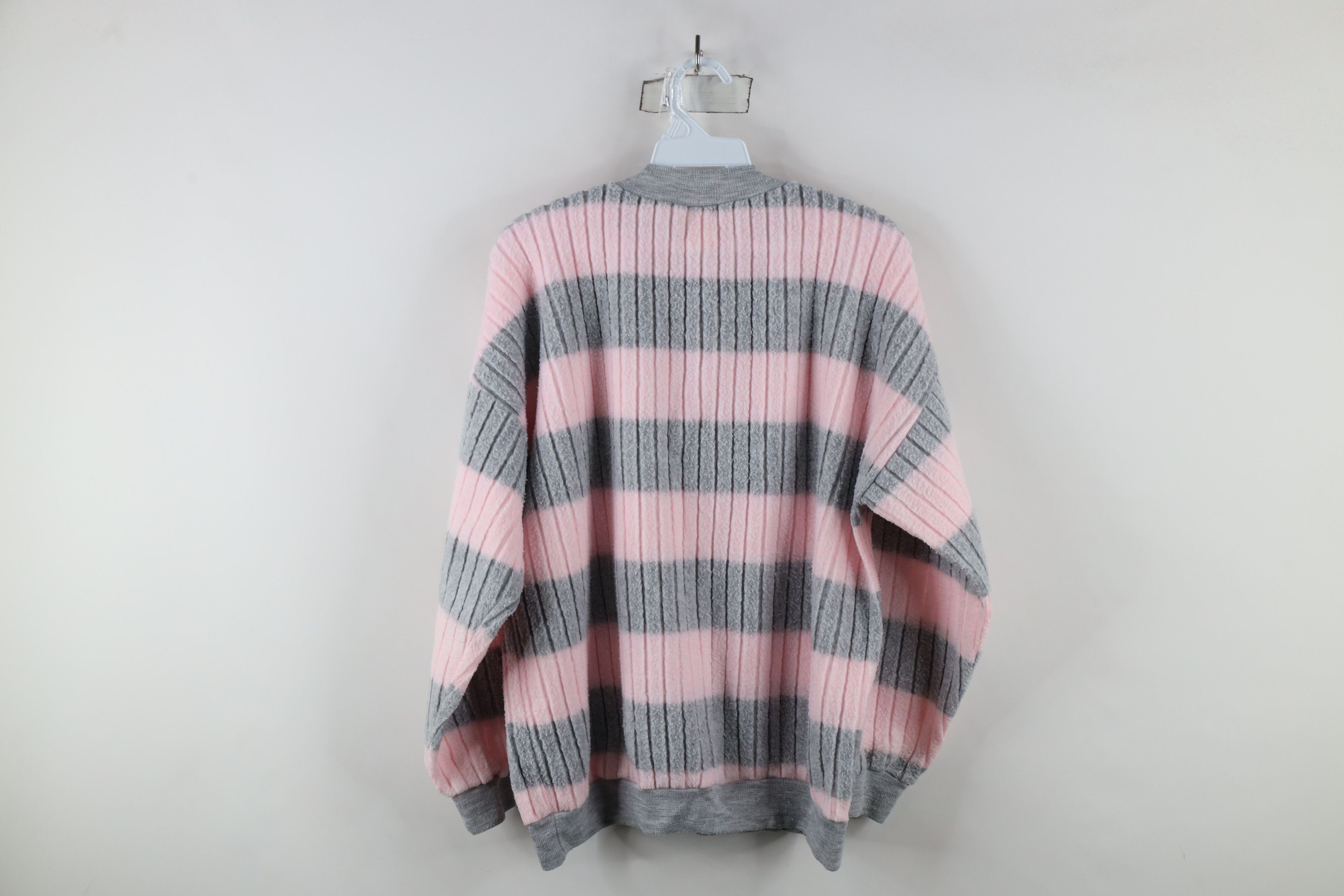Vintage Vintage 90s Streetwear Striped Ribbed Knit Fleece Sweatshirt Size XS / US 0-2 / IT 36-38 - 7 Thumbnail