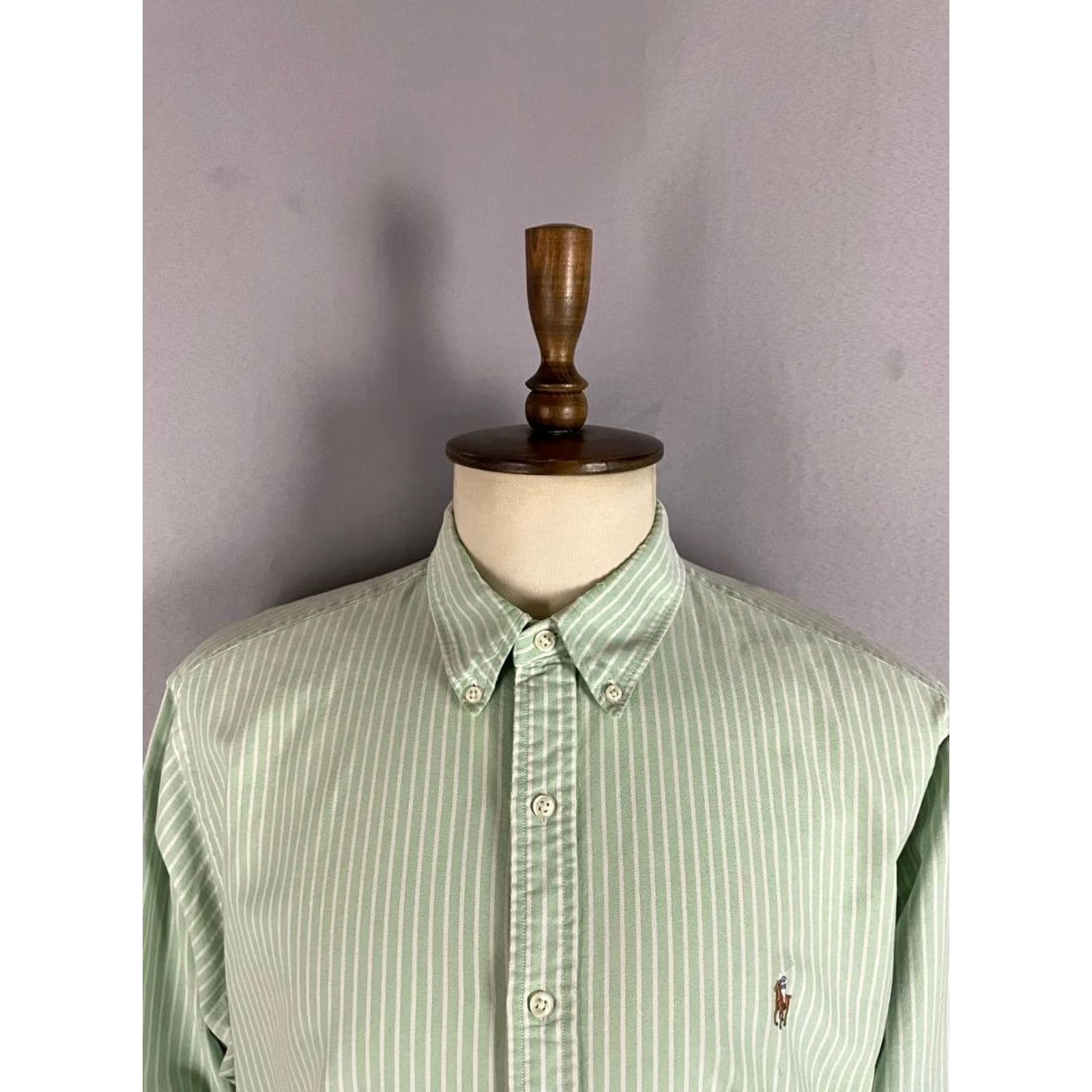 Polo Ralph Lauren Polo By Ralph Lauren Mens Button Down Shirt 2XL Green Striped Slim-Fit Shirt Size US XXL / EU 58 / 5 - 4 Thumbnail