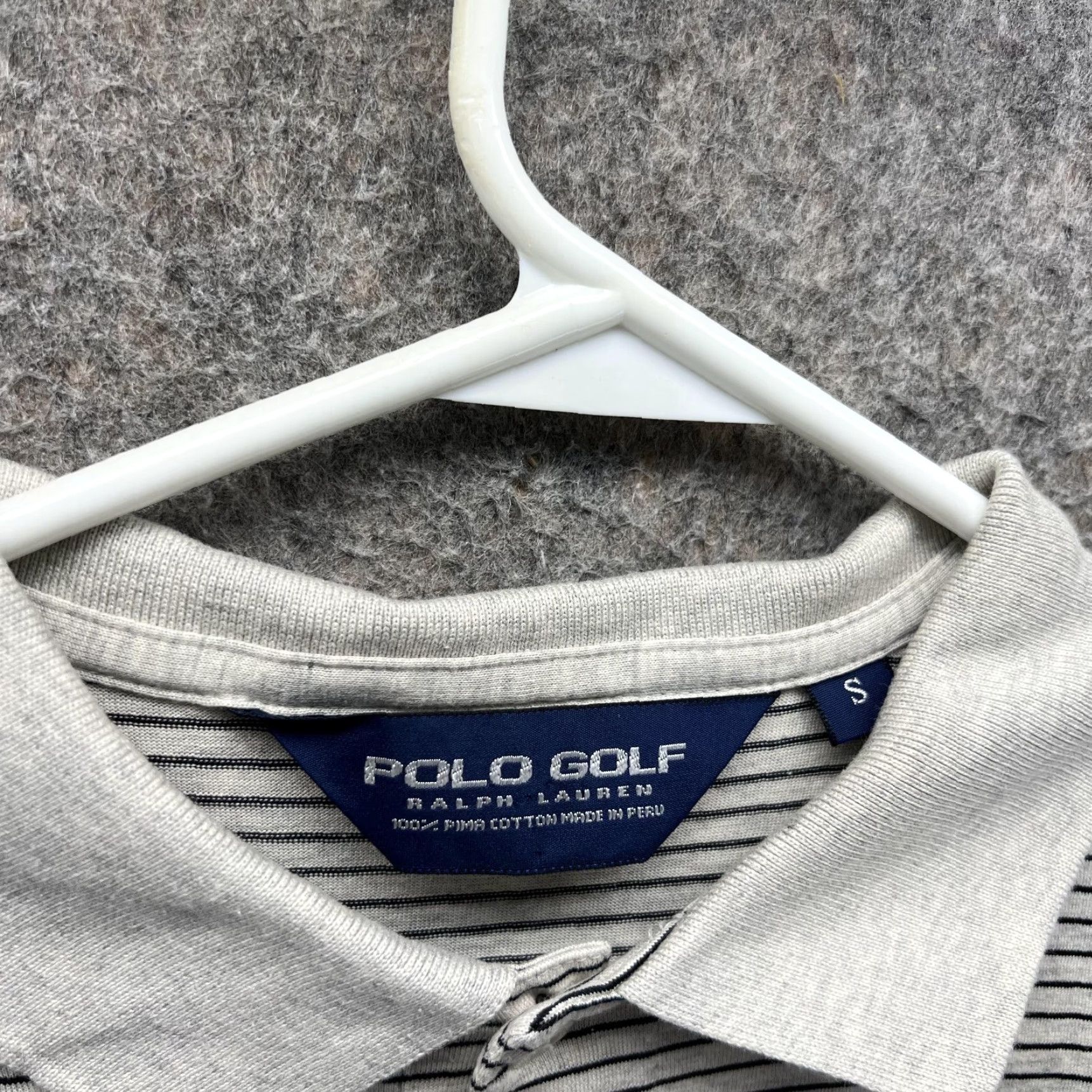 Ralph Lauren VINTAGE Ralph Lauren Polo Shirt Men Small Gray Striped Golf Pima Cotton Short Sleeve Polo Shirt Polo Golf Virginia Dept Mens XS? Size US S / EU 44-46 / 1 - 5 Thumbnail