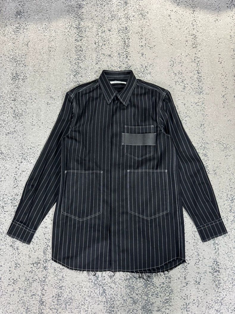 Givenchy Givenchy Size38 Striped Pocket Leather Patch Long Sleeve Sh Size US M / EU 48-50 / 2 - 1 Thumbnail