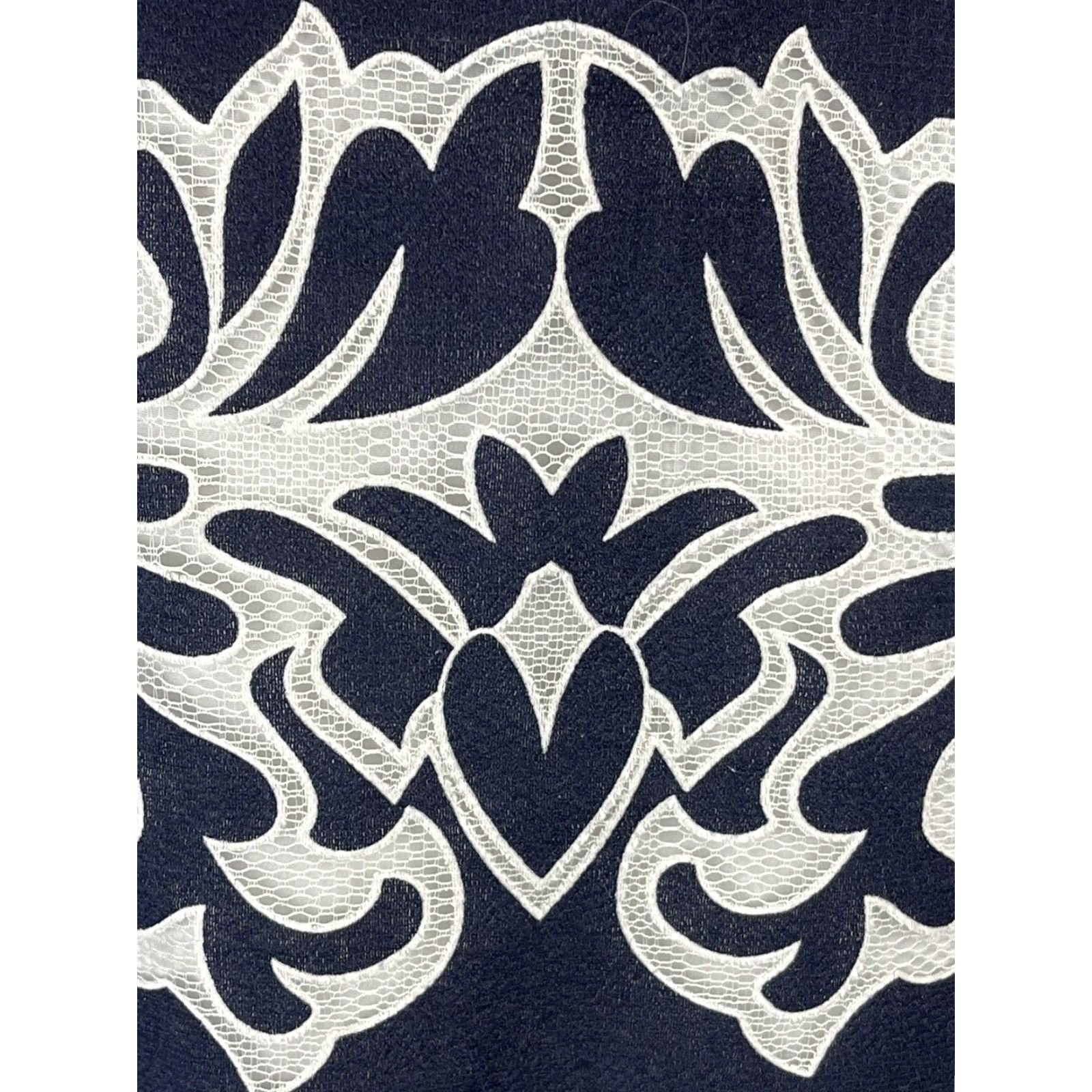 J.Crew VINTAGE J.CREW Short Sleeve Sheath Dress Navy White Geometric Lace Sz 2 Womens Size 26" / US 2 / IT 38 - 6 Thumbnail