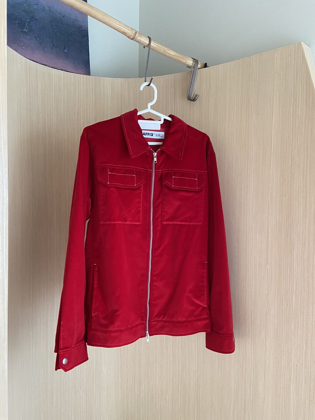 Affix Works × Kiko Kostadinov Affix red jacket velvet | Grailed