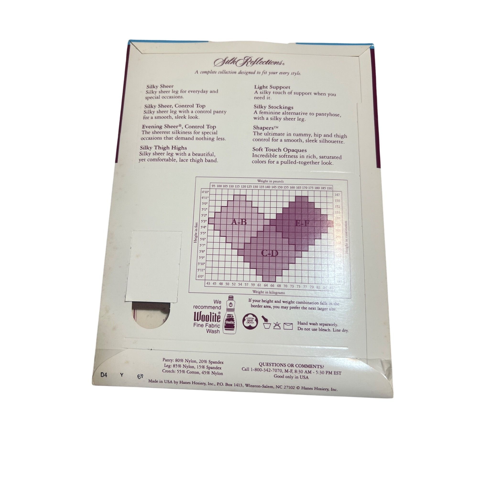 Hanes Vtg Hanes Silk Reflections Control Top Pantyhose 717 Sz EF B Size ONE SIZE - 4 Thumbnail