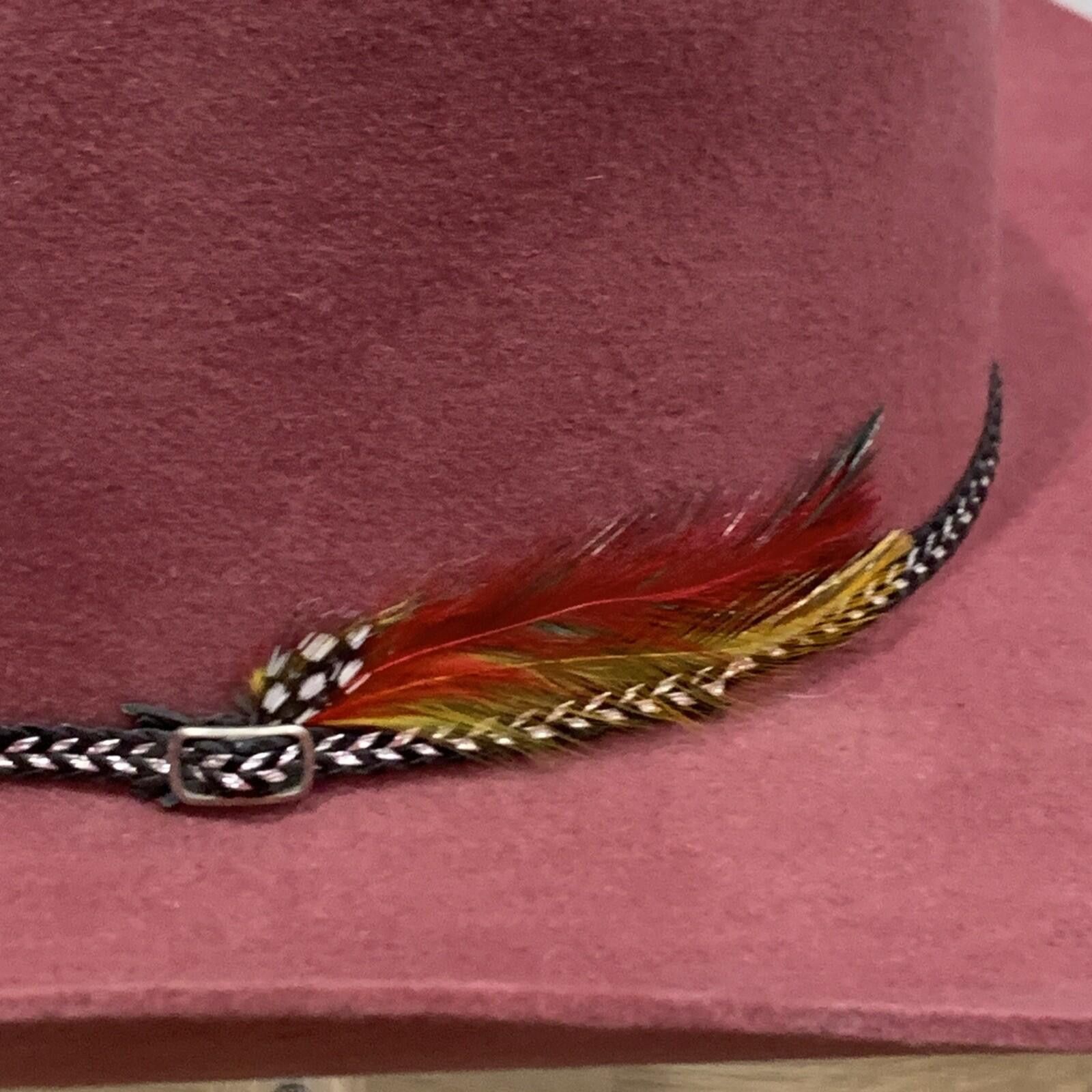 Other Smithbilt 3X Wool Felt Fedor Pink Wide Brim Feather 6 7/8 Size ONE SIZE - 7 Thumbnail