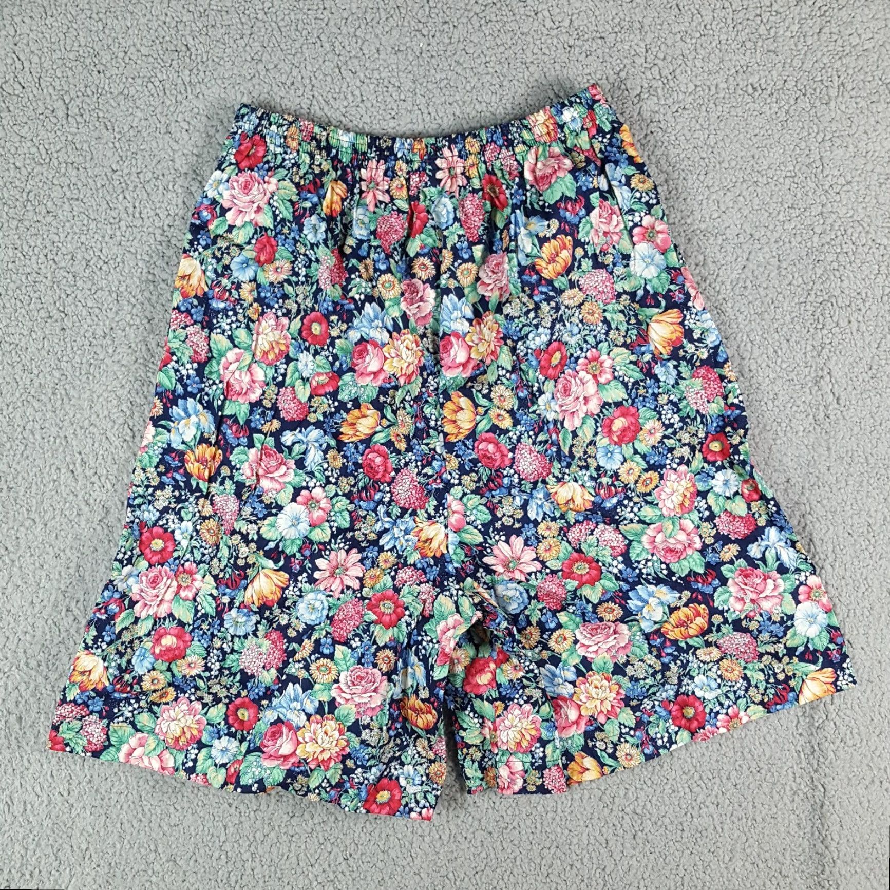 Vintage VINTAGE Infinity Chic Floral High Waist Lounge Shorts Sz Small Relaxed Blue 80s Bohemian Womens Size 28" / US 6 / IT 42 - 5 Thumbnail