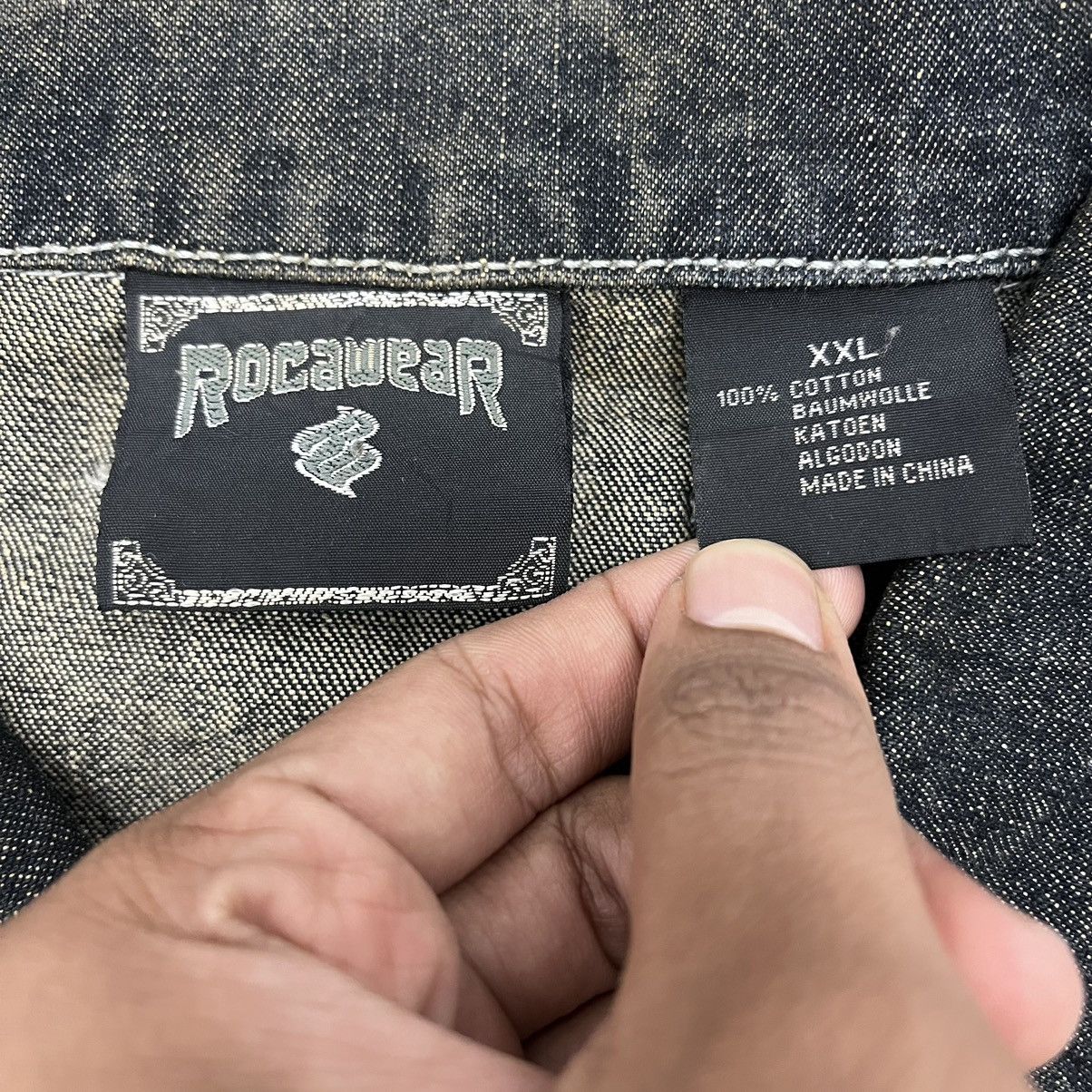 Rocawear × Vintage Vintage Y2K Rocawear Big Logo Black Wash Denim Jacket Size US XXL / EU 58 / 5 - 8 Thumbnail