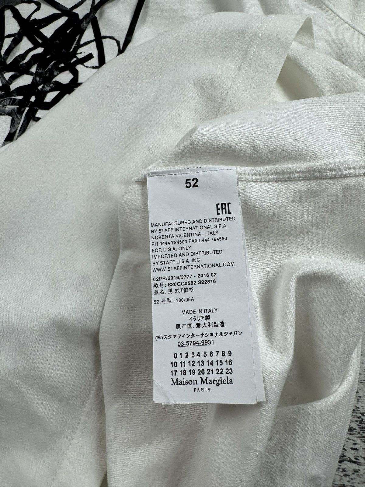Maison Margiela Maison Margiela AW16 Men’s Large White Designer Cotton Tape T Shirt Tee Jersey Size US L / EU 52-54 / 3 - 16 Thumbnail